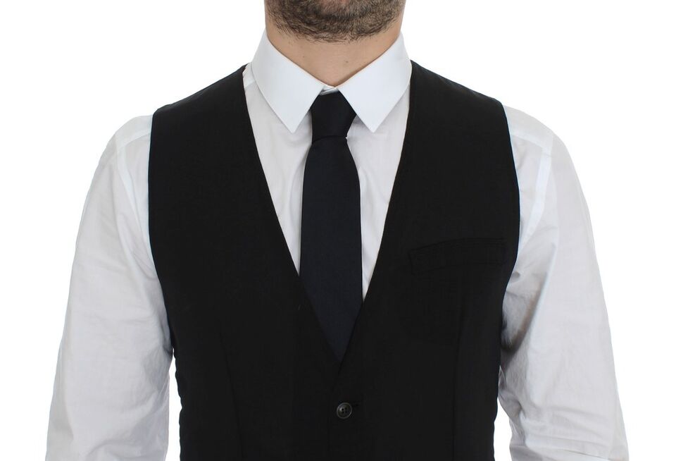 Dolce & Gabbana Elegant Black Wool Dress Vest