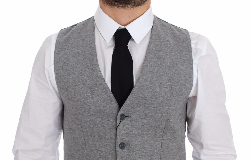 Dolce & Gabbana Elegant Gray Cotton Stretch Dress Vest