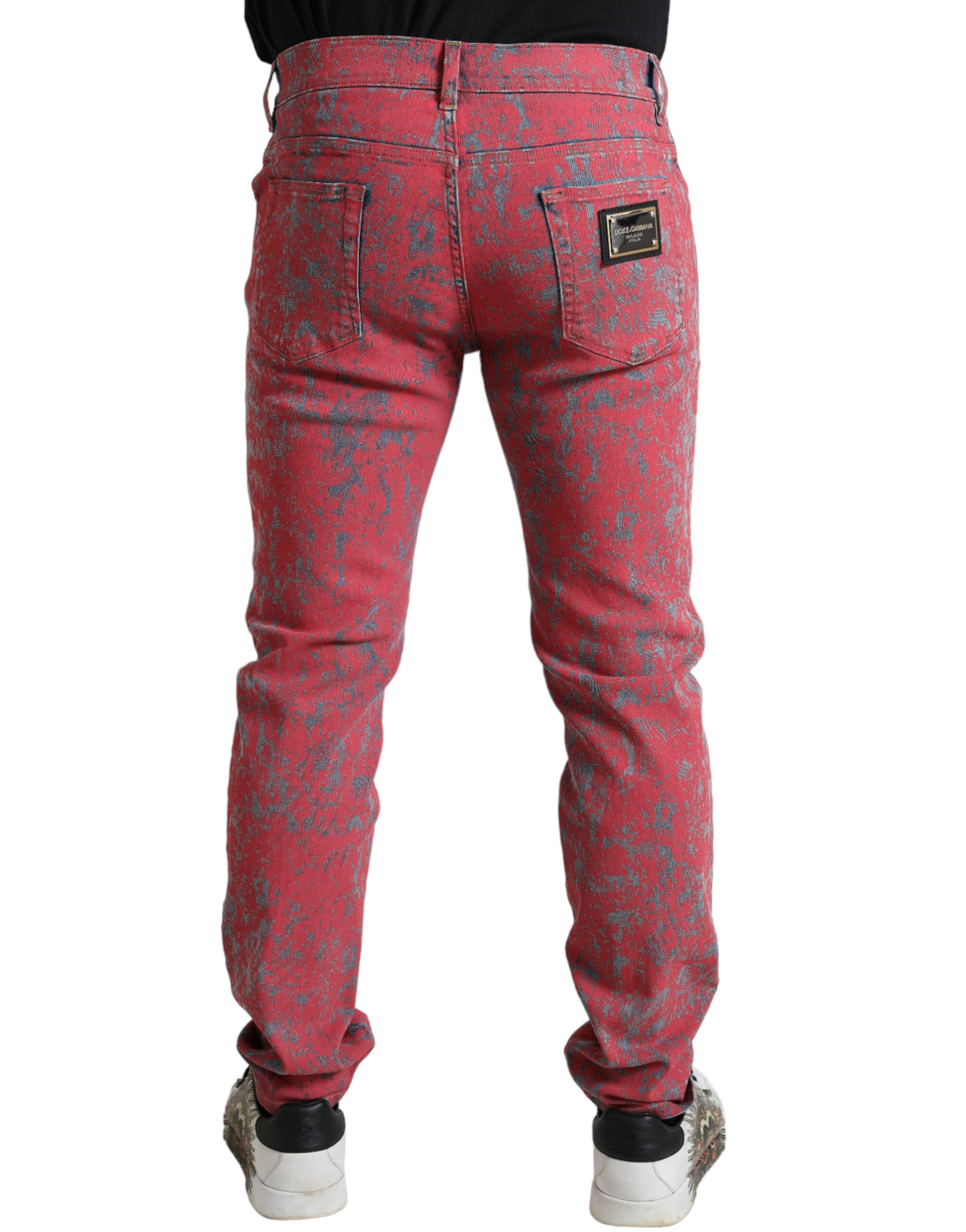 Dolce & Gabbana Red Tie Dye Skinny Denim Jeans