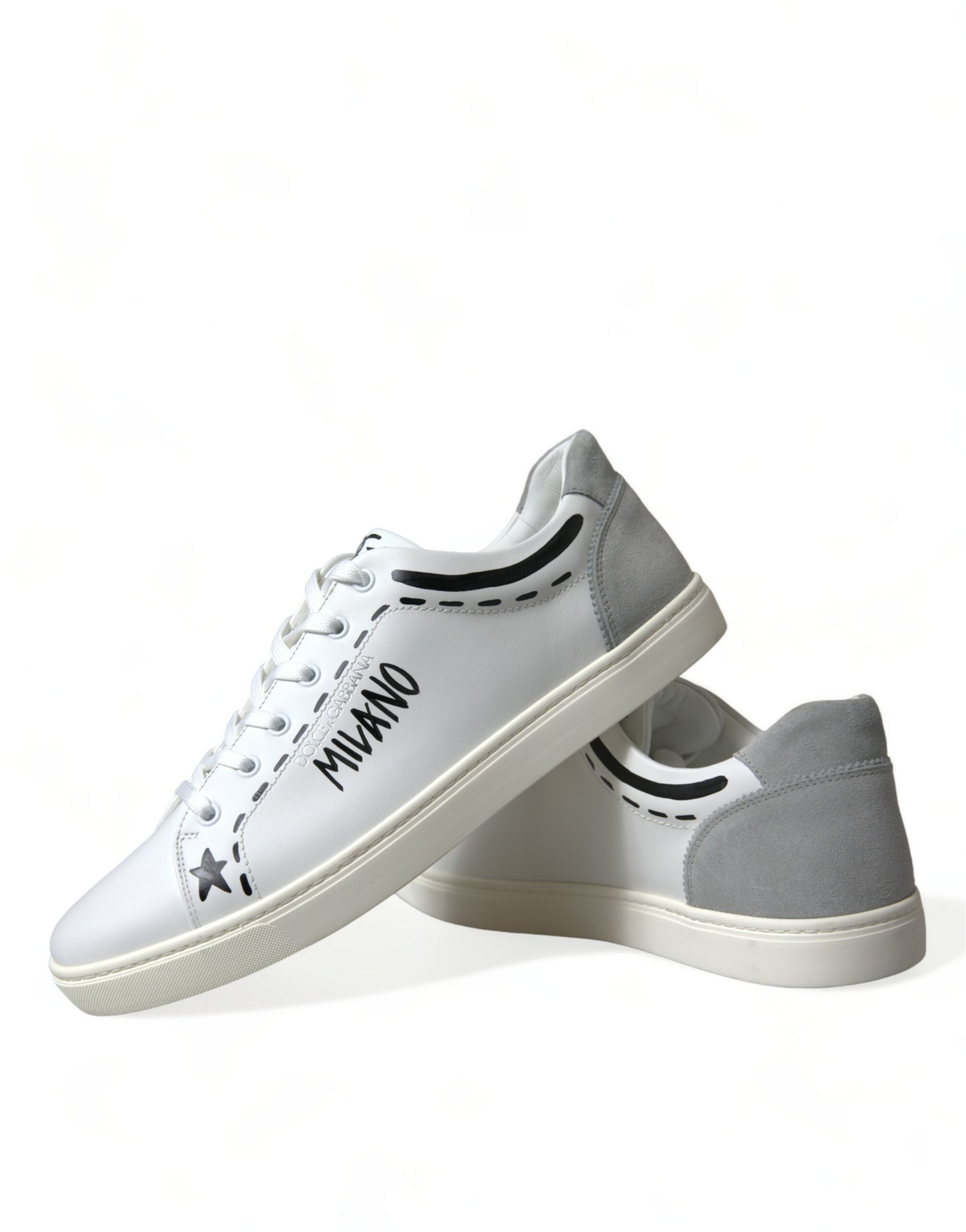 Dolce & Gabbana Elegant White Calfskin Leather Sneakers