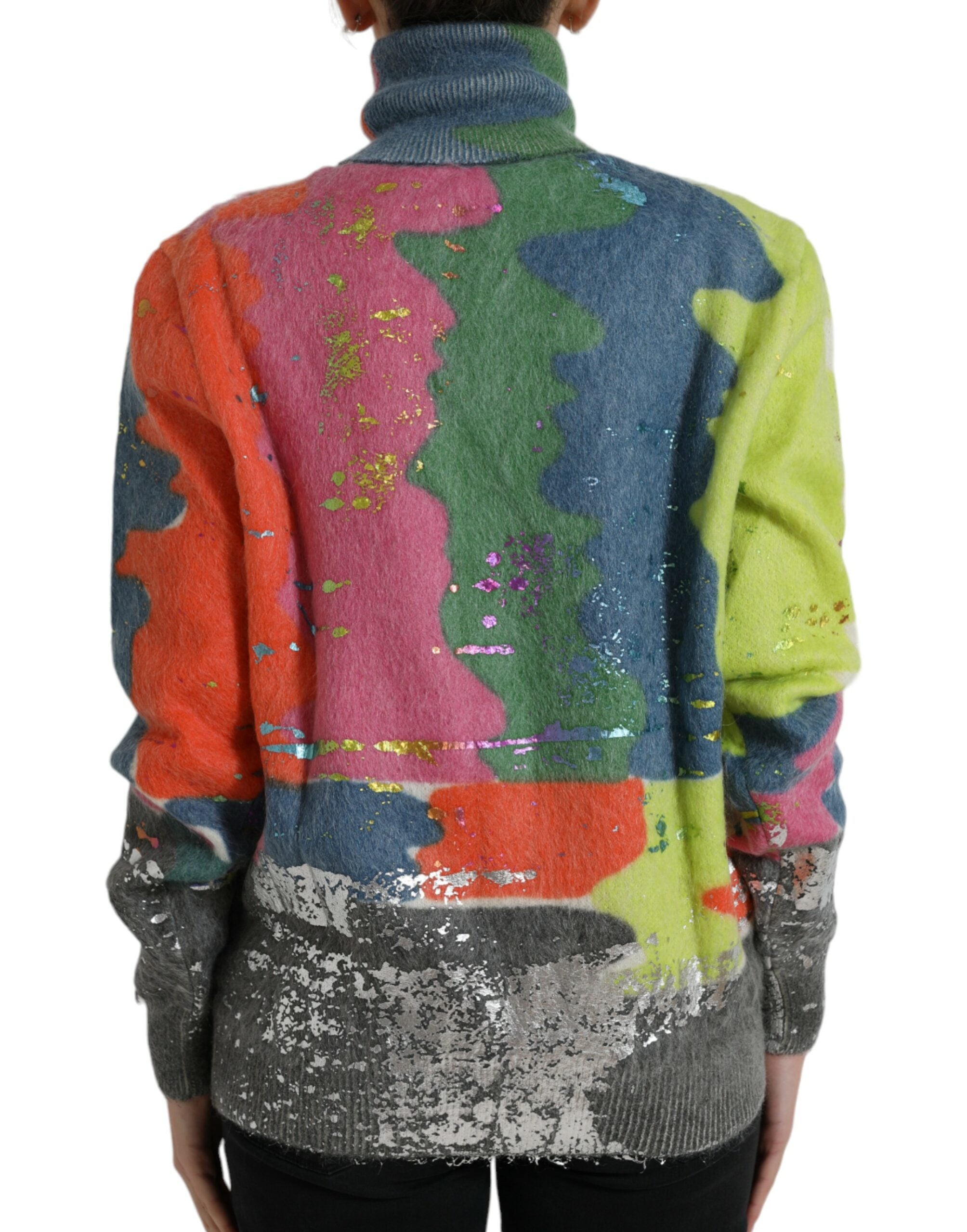 Dolce & Gabbana Multicolor Mohair Turtleneck Casual Sweater