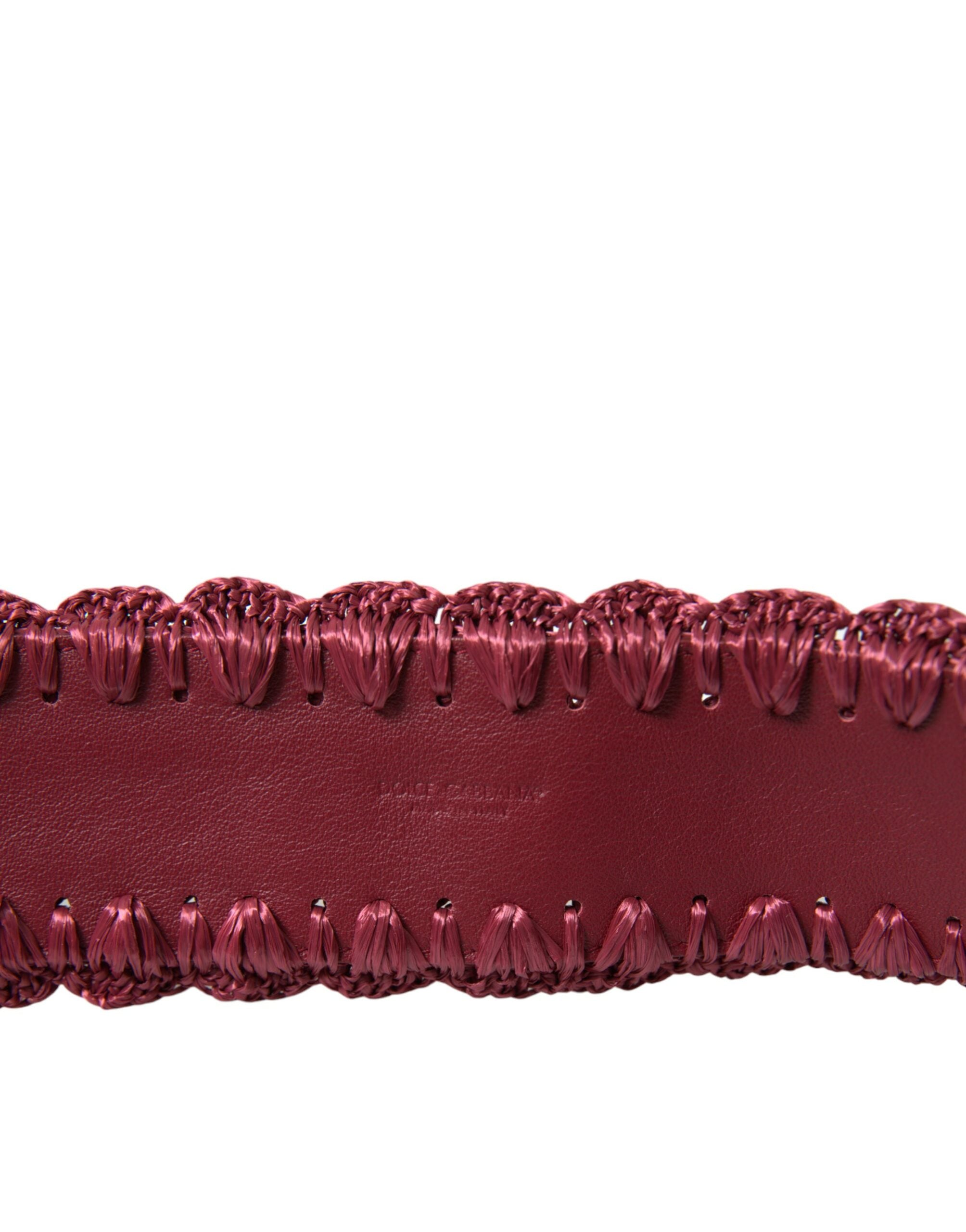 Dolce & Gabbana Maroon Elegance Canvas Waist Belt