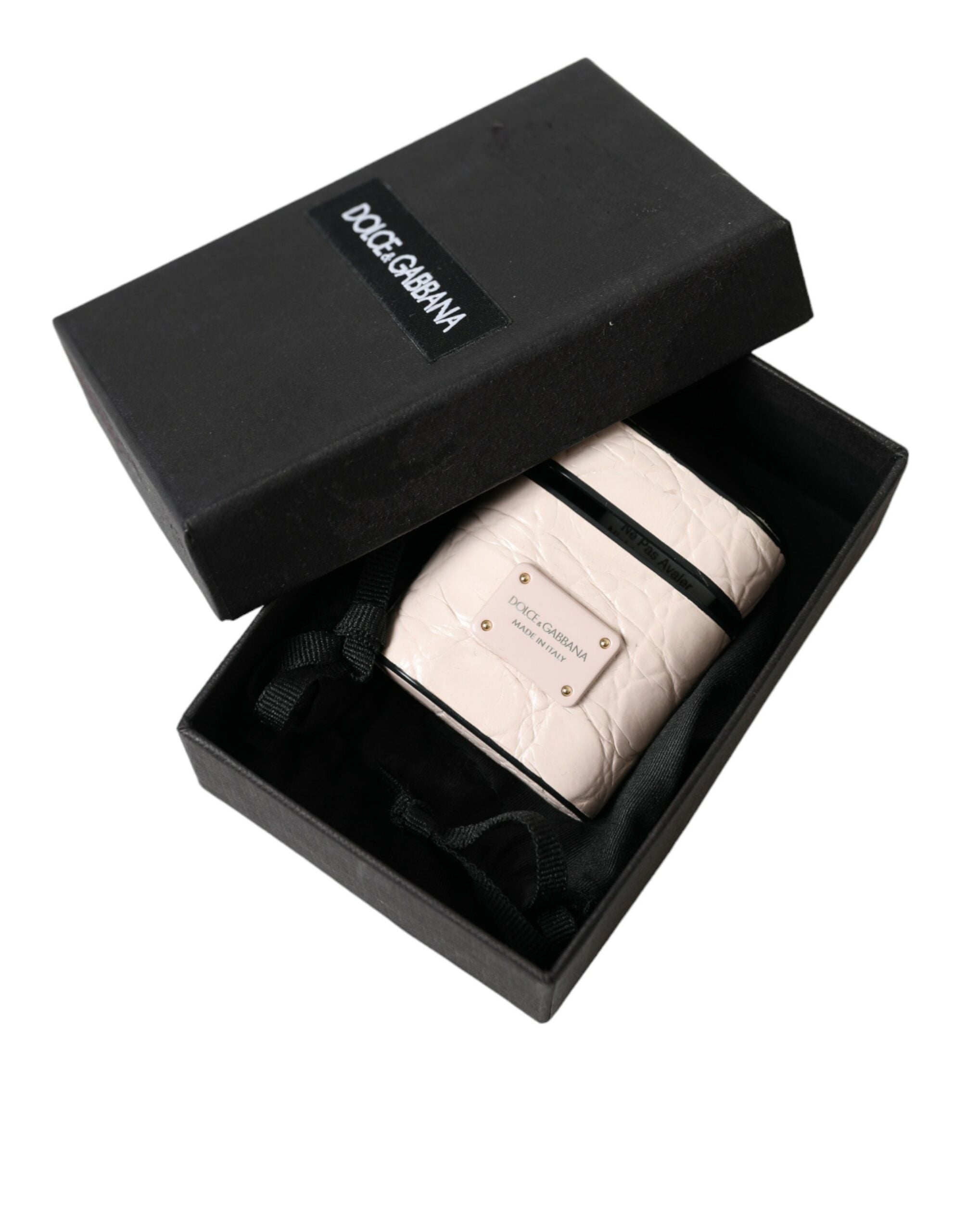 Dolce & Gabbana Elegant Light Pink Leather Airpod Case