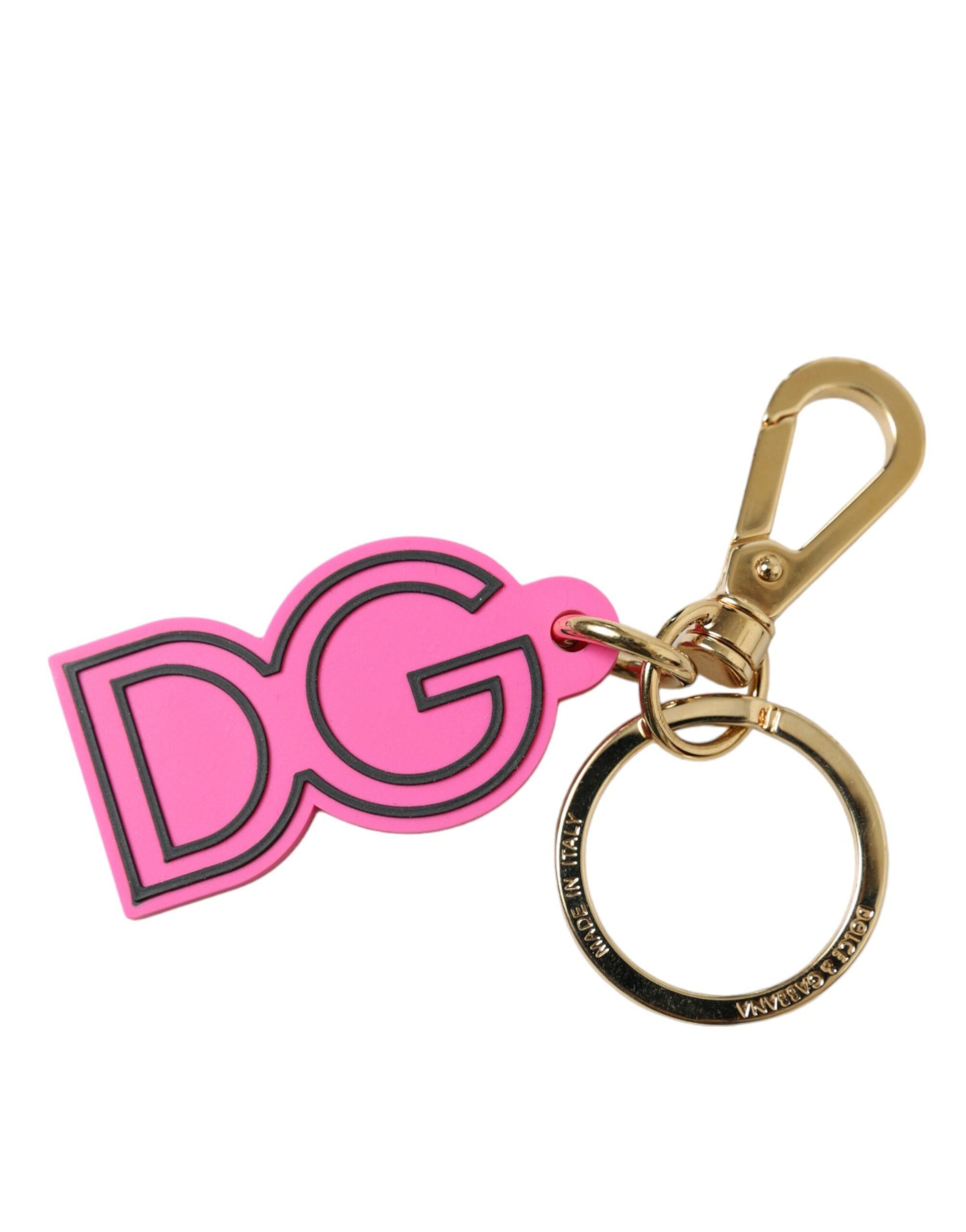 Dolce & Gabbana Chic Gold and Pink Logo Keychain