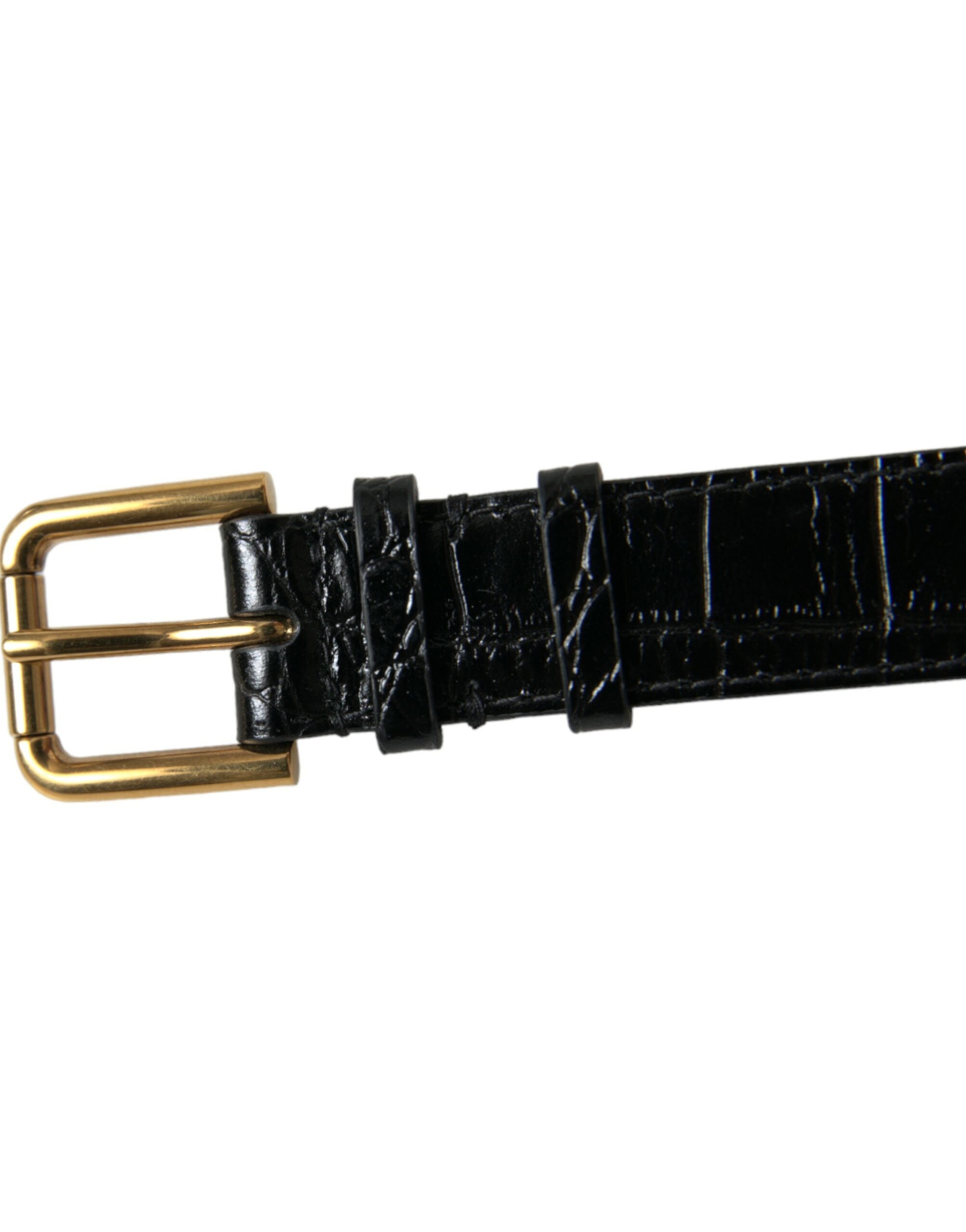 Dolce & Gabbana Elegant Gold Black Leather Bracelet