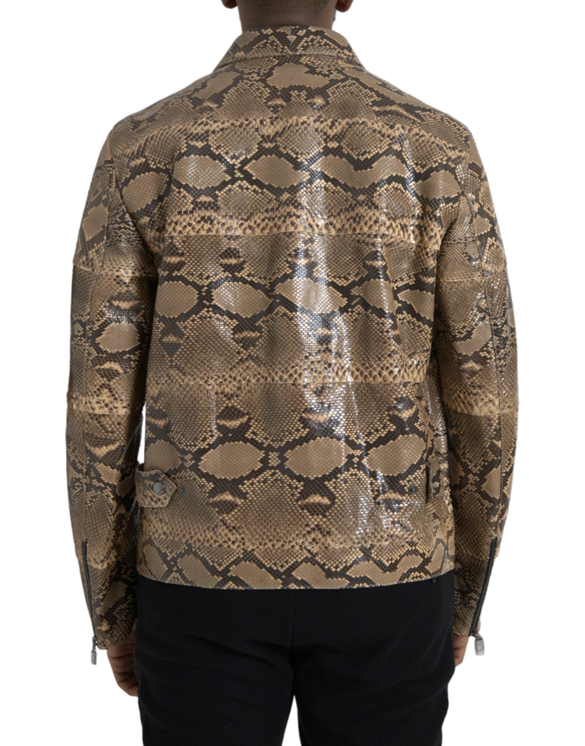 Dolce & Gabbana Beige Exotic Leather Biker Blouson Jacket