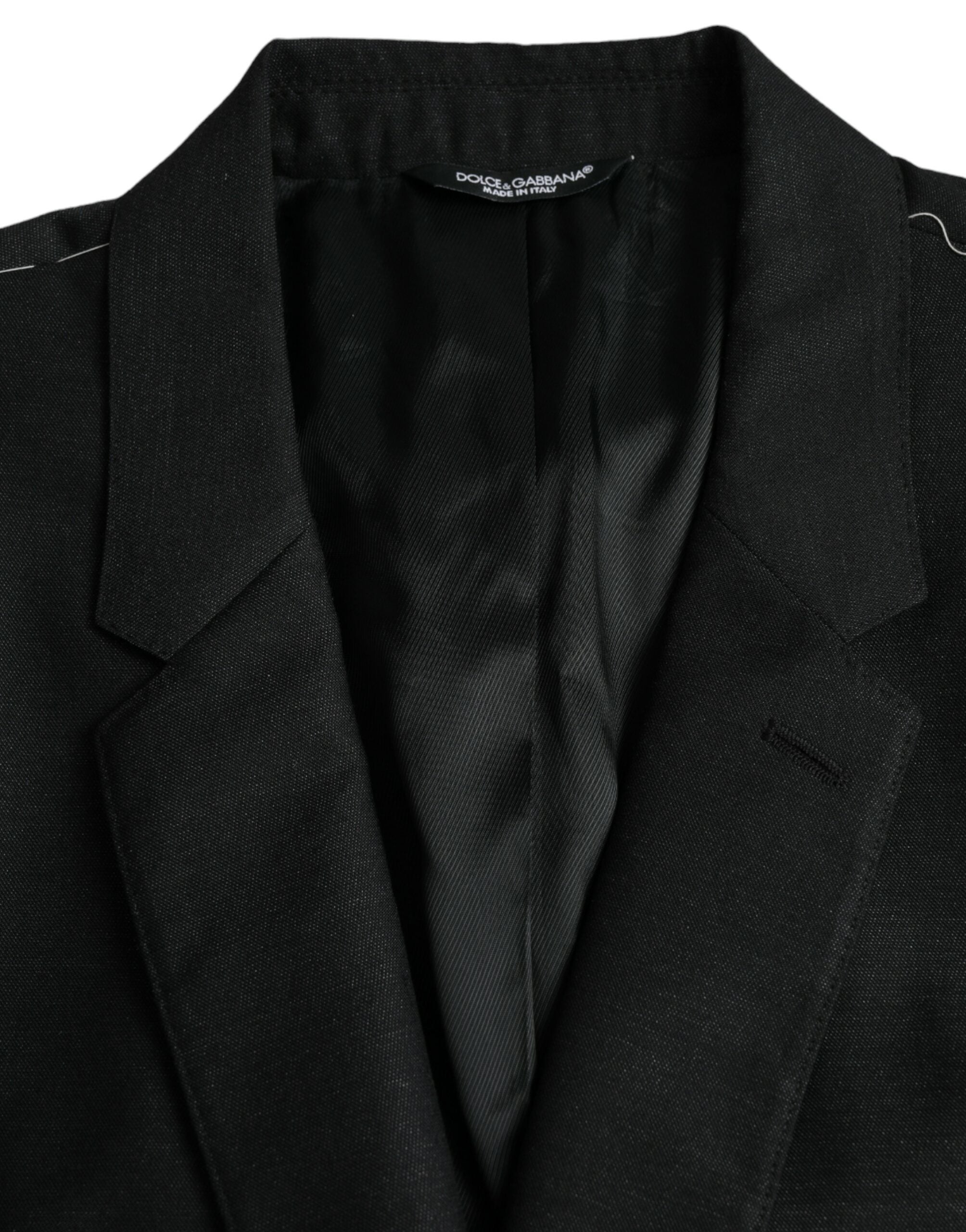 Dolce & Gabbana Black Wool Notch SingleBreasted Coat Blazer