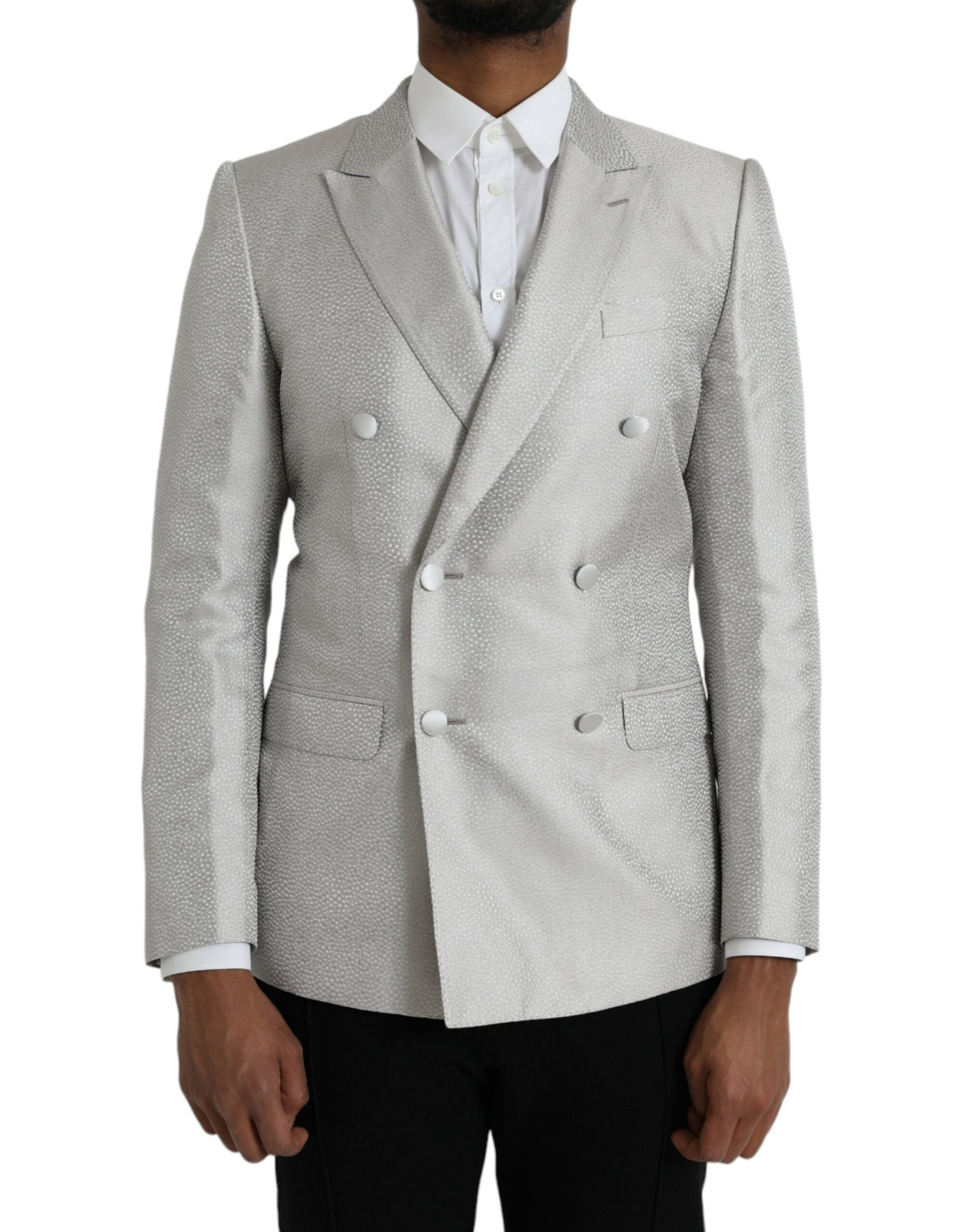 Dolce & Gabbana Off White MARTINI Double Breasted Coat Blazer