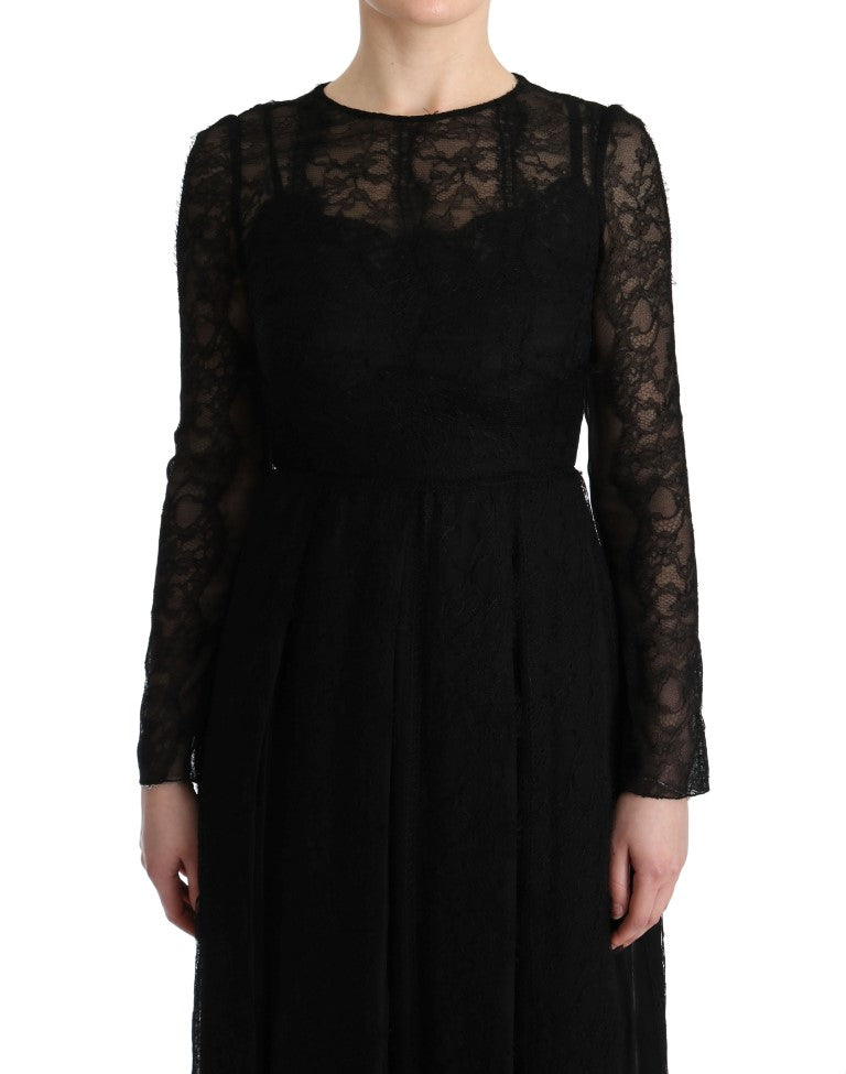 Dolce & Gabbana Elegant Black Sheath Long Sleeve Dress