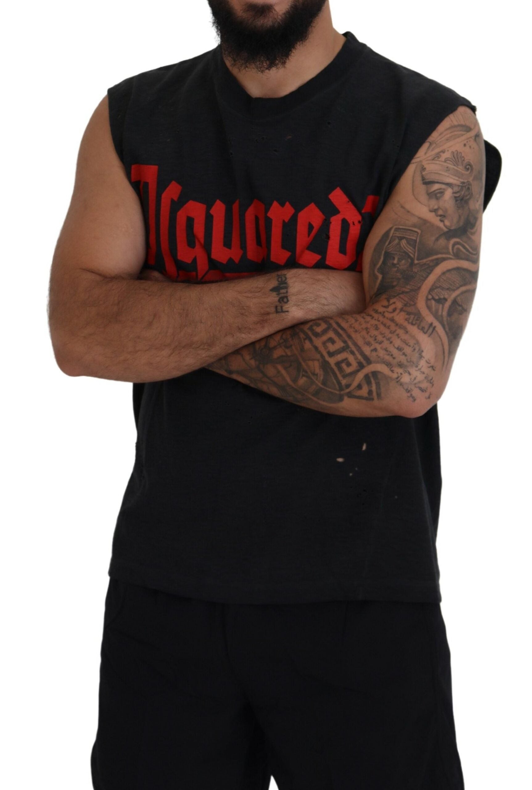 Dsquared² Black Cotton Sleeveless Crewneck Tank T-shirt