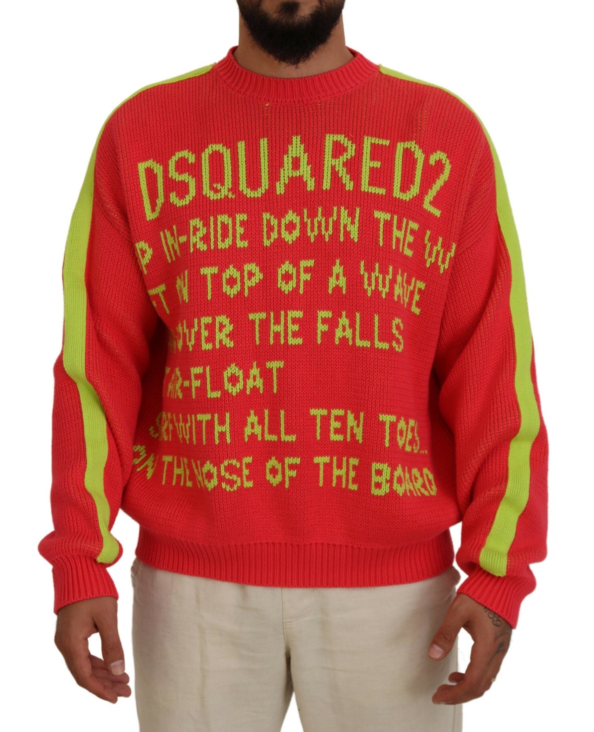 Dsquared² Orange Cotton Printed Long Sleeves Pullover Sweater