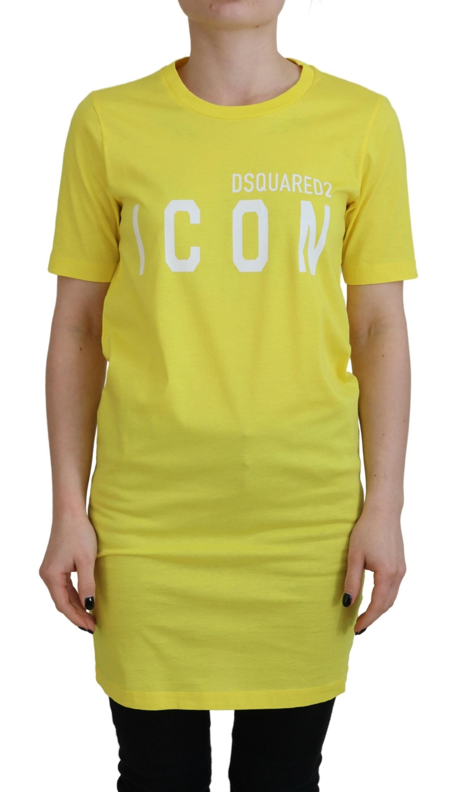 Dsquared² Yellow CottonShiny Icon Renny Dress Crewneck T-shirt