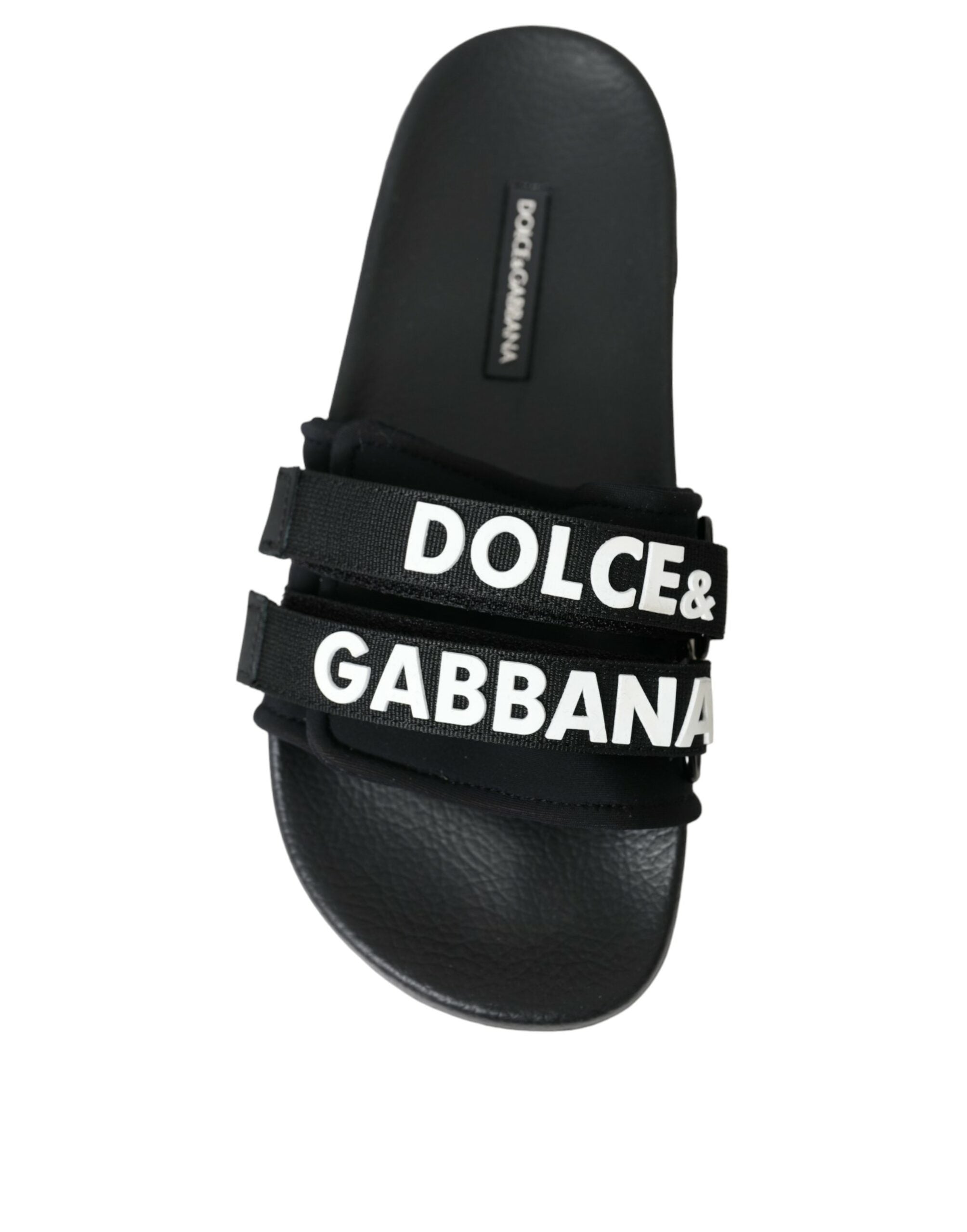 Dolce & Gabbana Black Neoprene Slides Flats Beachwear Shoes