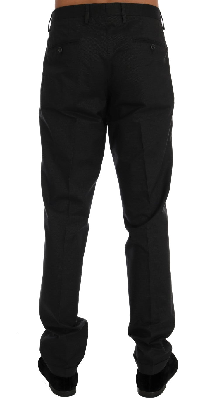 Dolce & Gabbana Gray Striped Straight Fit Dress Trousers