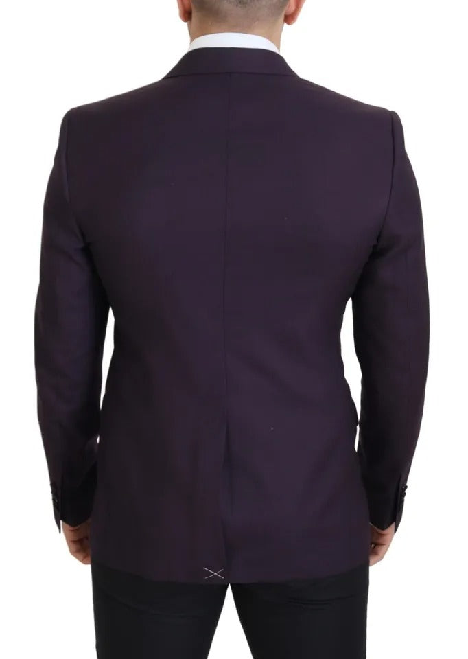 Dolce & Gabbana Purple Logo Single Breasted Wool Blazer