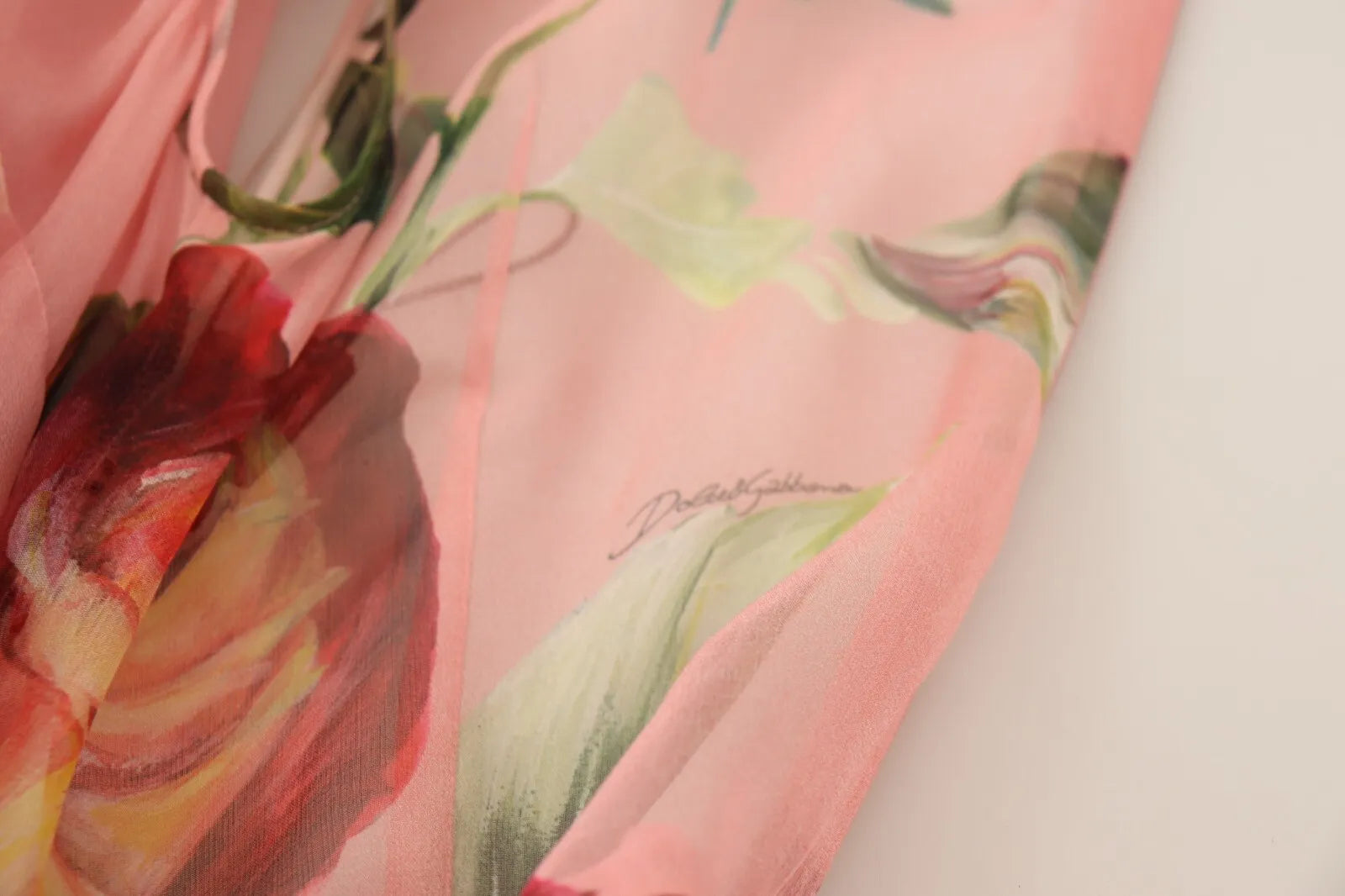 Dolce & Gabbana Pink Silk Floral Print Layered Maxi Dress