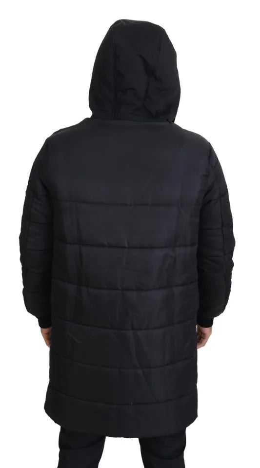 Dolce & Gabbana Black Nylon Hooded Parka Coat Winter Jacket