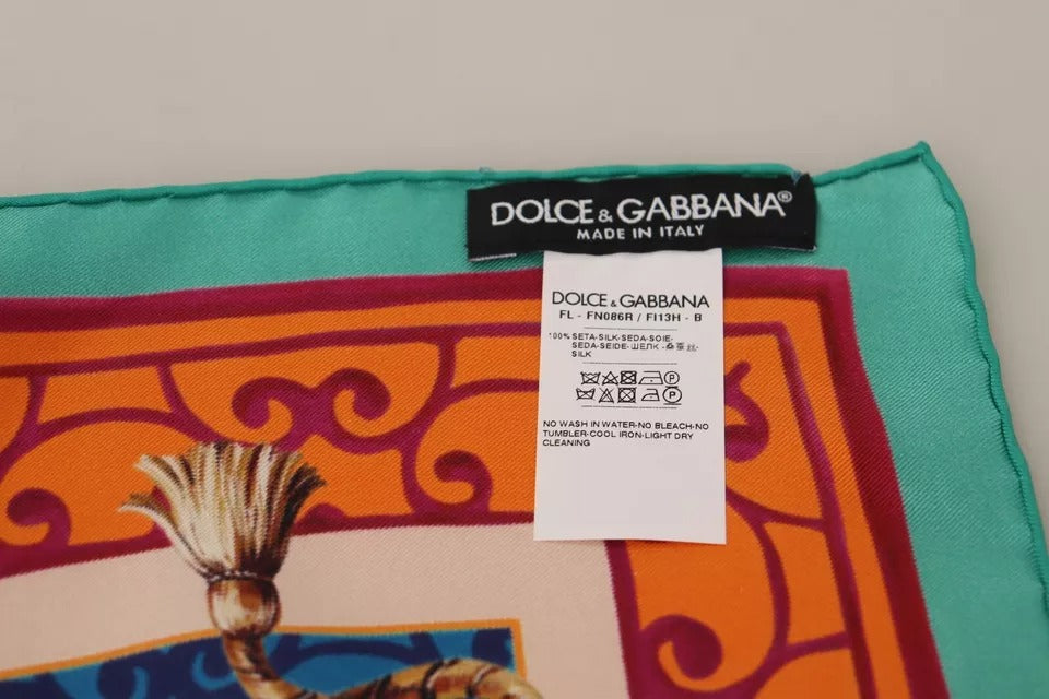 Dolce & Gabbana Multicolor Fans Dragon Nylon Shawl Wrap Scarf