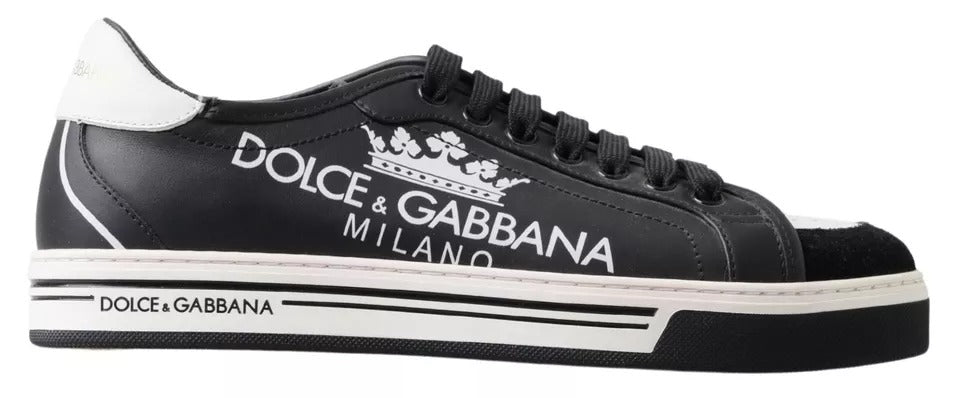 Dolce & Gabbana Black Leather Crown Milano Sneakers Casual Shoes