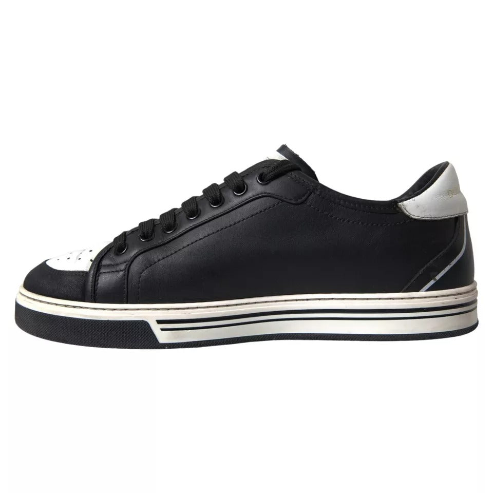 Dolce & Gabbana Black Leather Crown Milano Men Sneakers Shoes