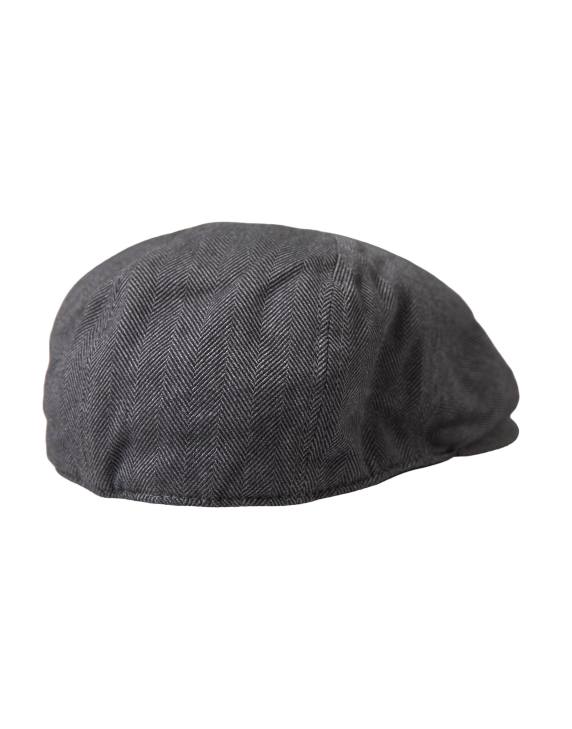 Dolce & Gabbana Gray Herringbone Crown Newsboy Hat Men