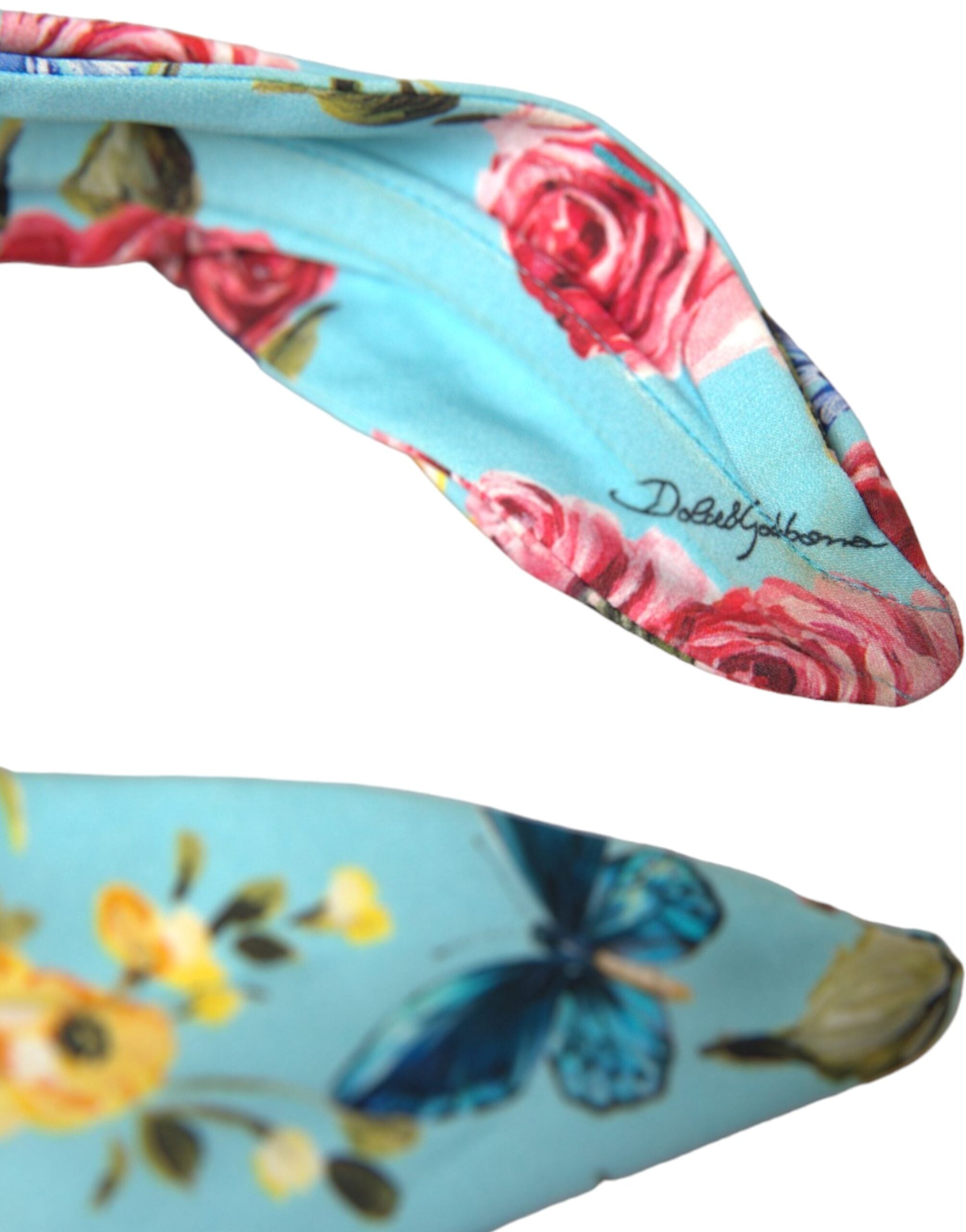 Dolce & Gabbana Turquoise Floral Applique Silk Women Headband Diadem