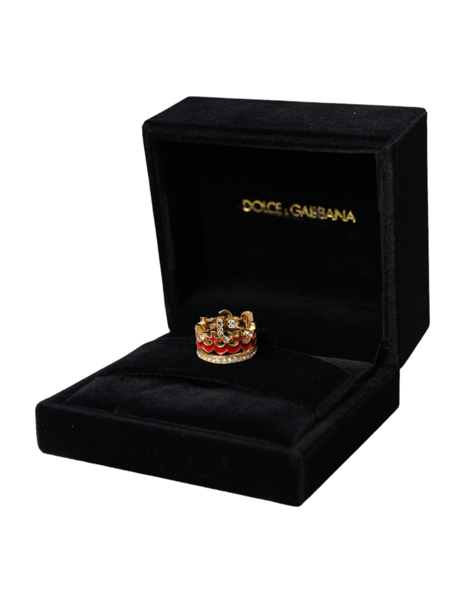 Dolce & Gabbana Gold Tone BrassCrystal Enamel DG CROWN Statement Ring