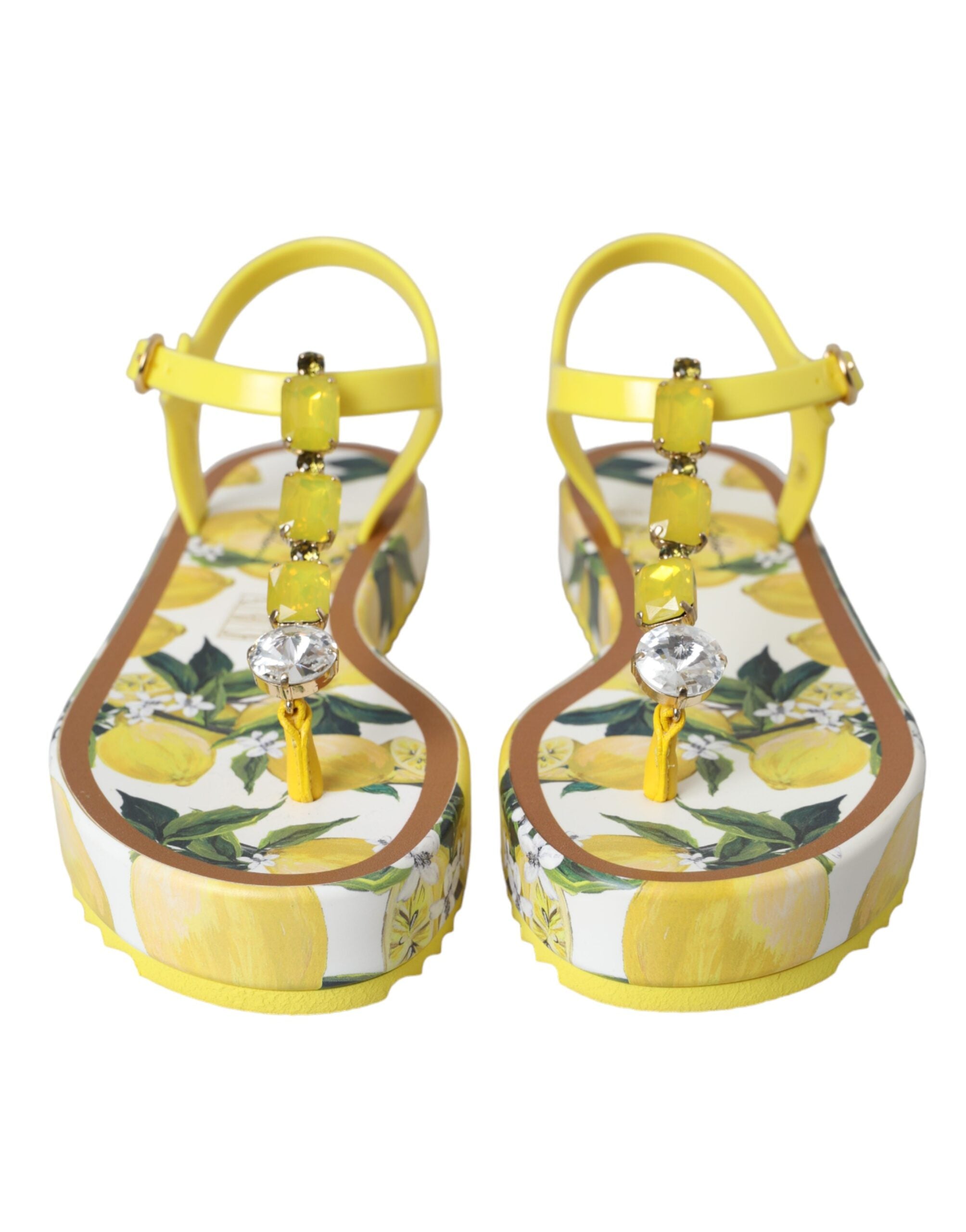 Dolce & Gabbana Yellow Lemon Beachwear Flats Sandals Shoes