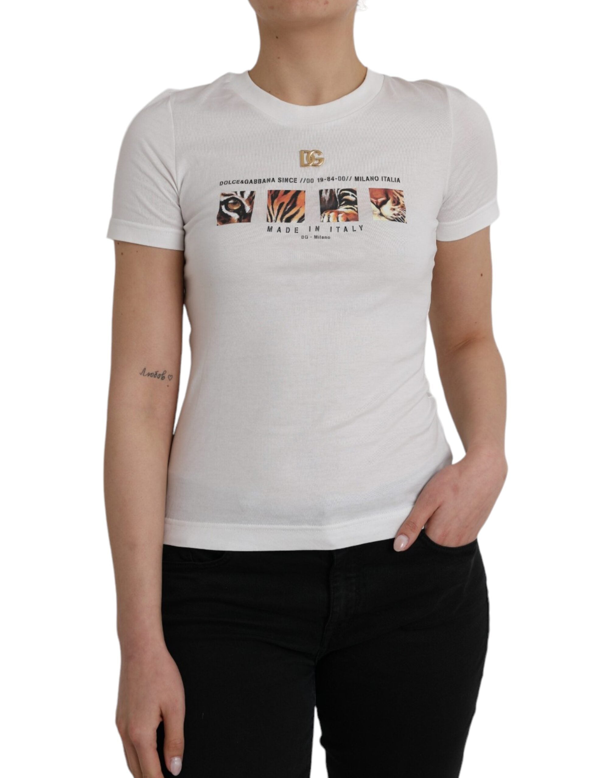 Dolce & Gabbana White Cotton Short Sleeves Crew Neck T-shirt