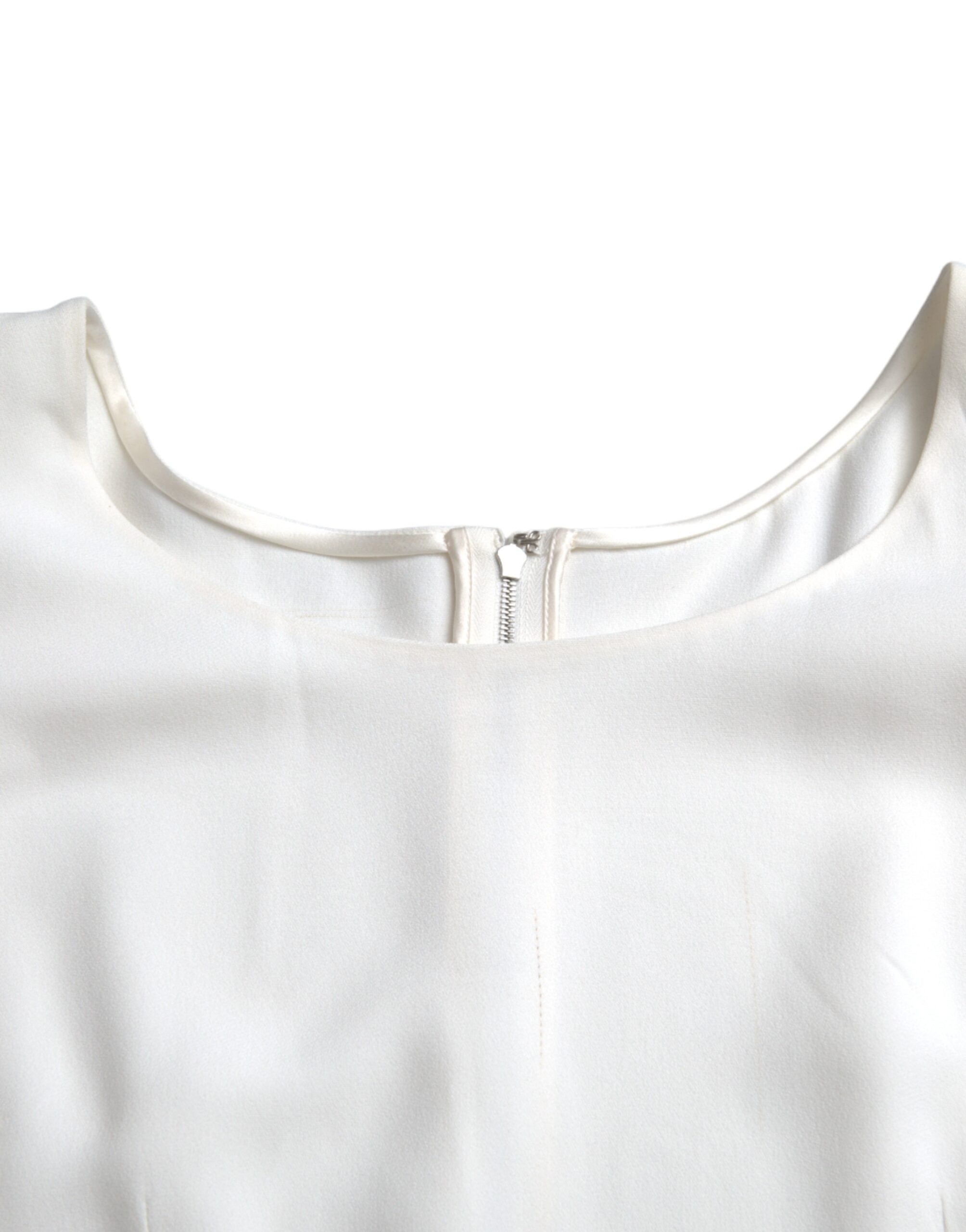 Dolce & Gabbana White Viscose Round Neck Short Sleeves Top