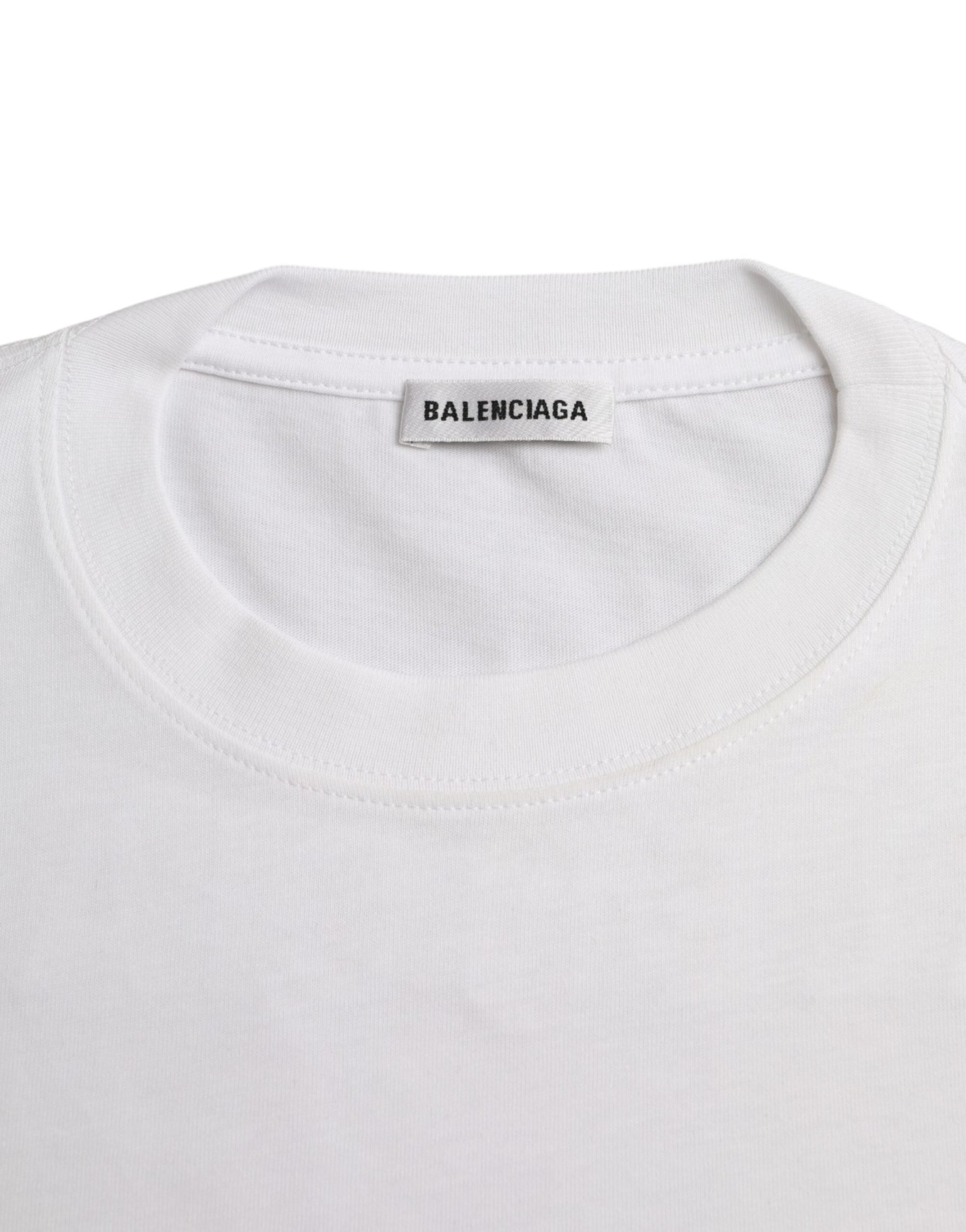 Balenciaga White Cotton Crew Neck Short Sleeves Tee T-shirt