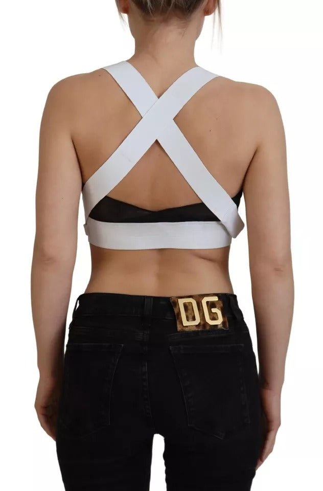 Dolce & Gabbana White Viscose Sleeveless Cropped Bustier Top