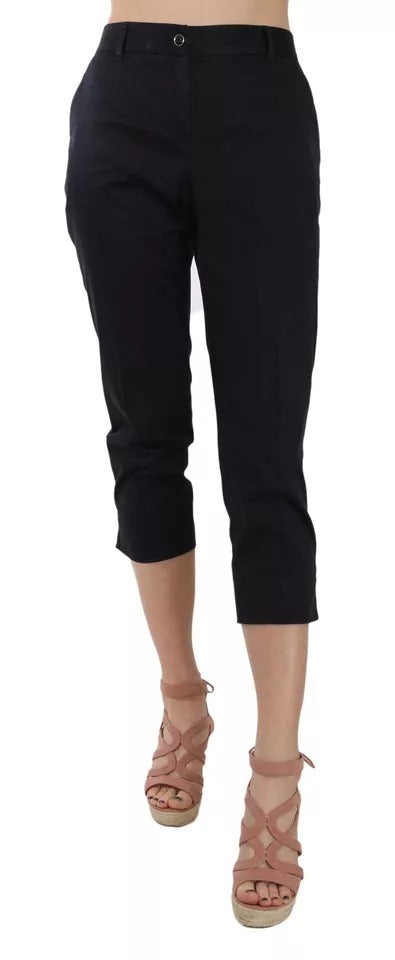 Dolce & Gabbana Black Cotton Cropped Capri Pants