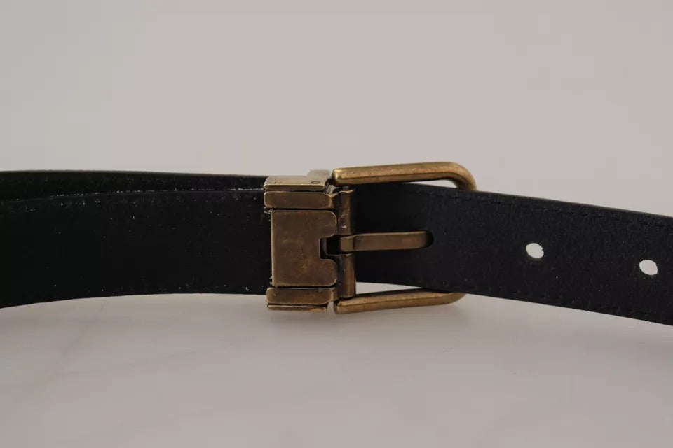 Dolce & Gabbana Beige Velvet Leather Gold Tone Metal Buckle Belt