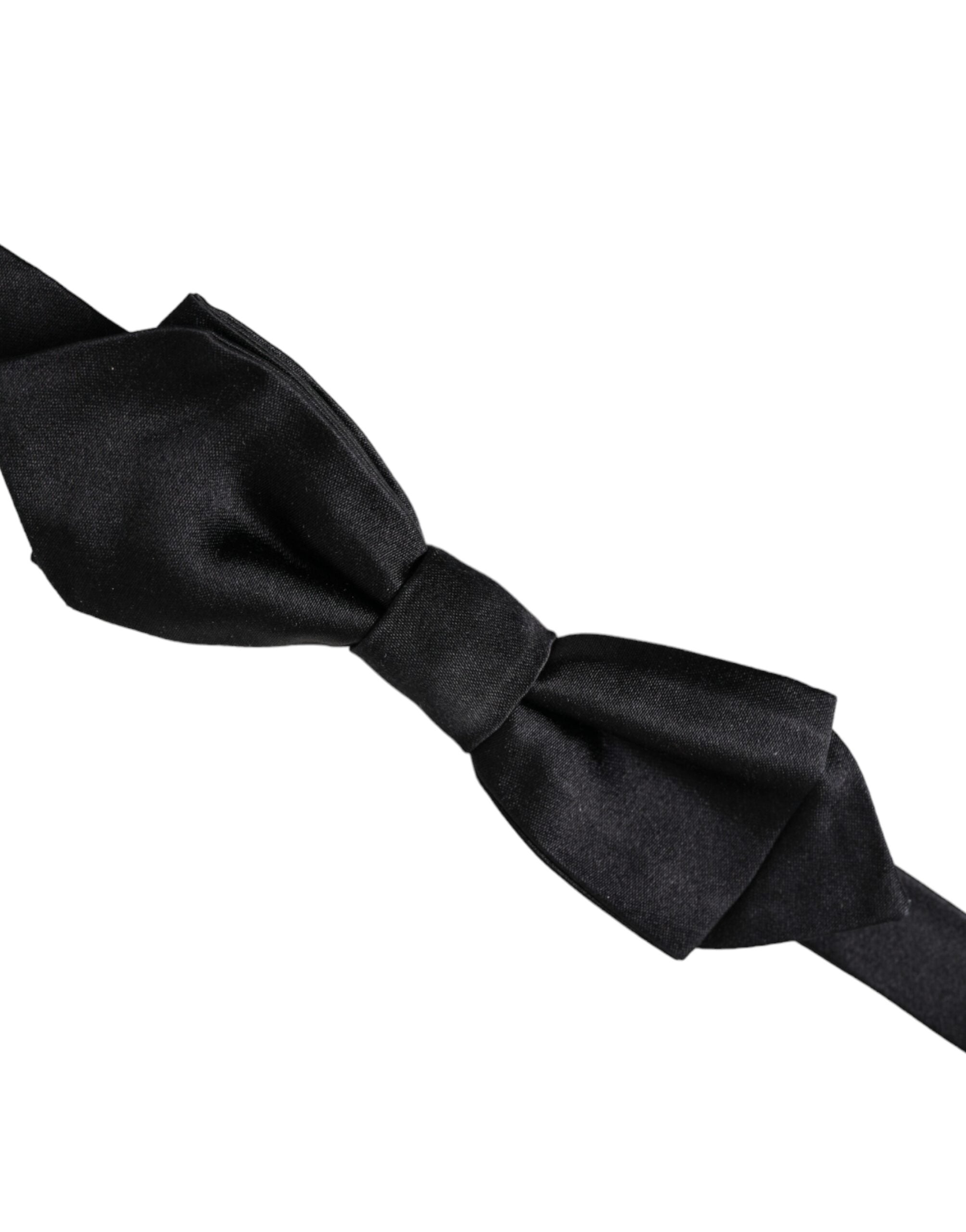 Dolce & Gabbana Black Silk Adjustable Neck Men Bow Tie