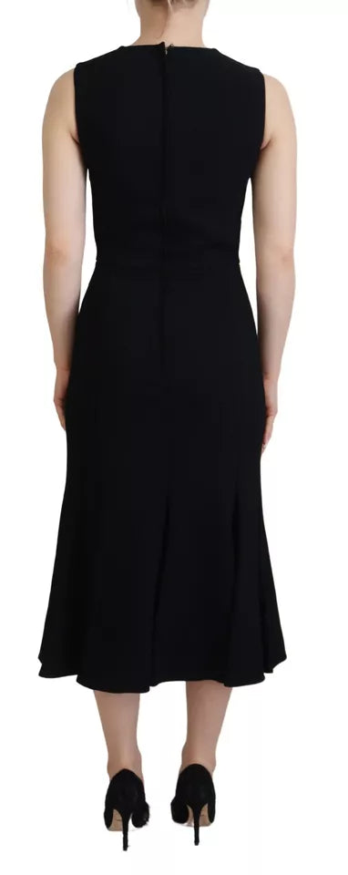 Dolce & Gabbana Black Dress Sheath Flare Viscose Dress