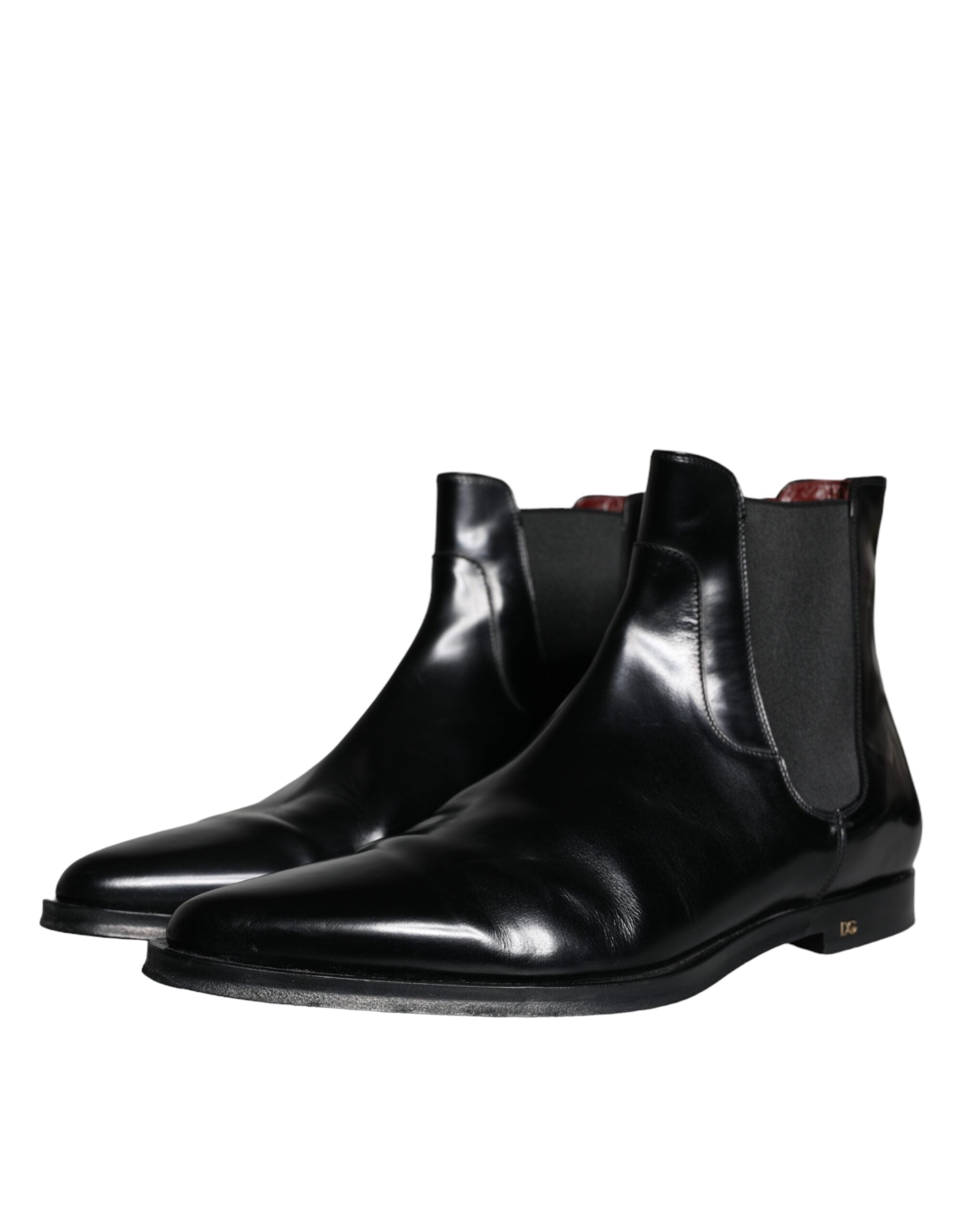 Dolce & Gabbana Black Leather Chelsea Ankle Boots Shoes