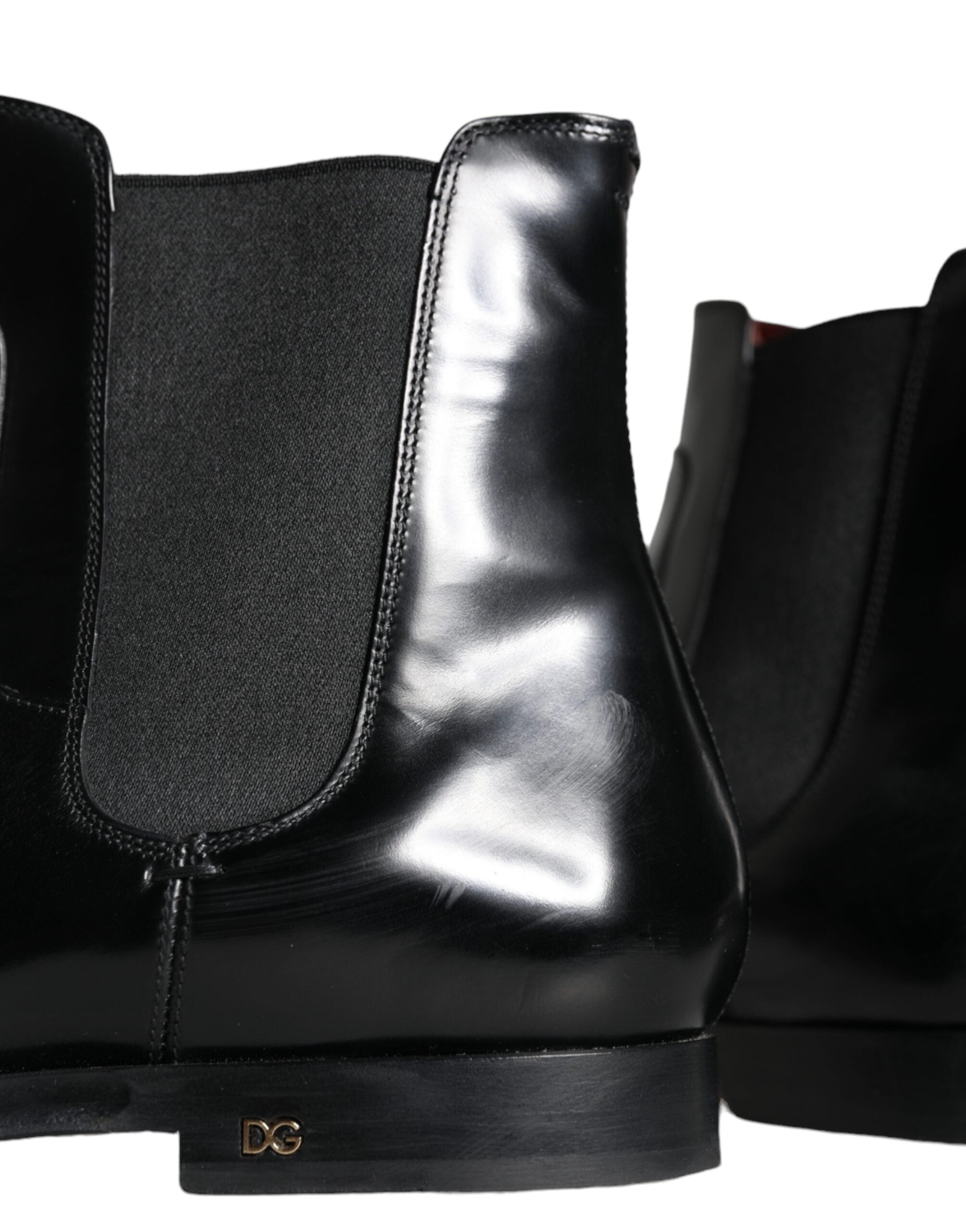 Dolce & Gabbana Black Leather Chelsea Ankle Boots Shoes