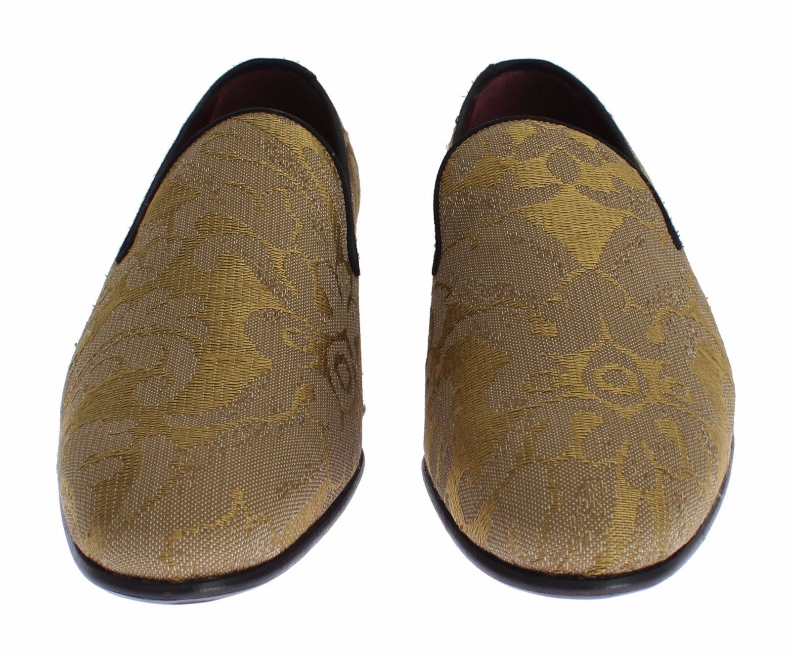 Dolce & Gabbana Golden Baroque Silk Dress Loafers