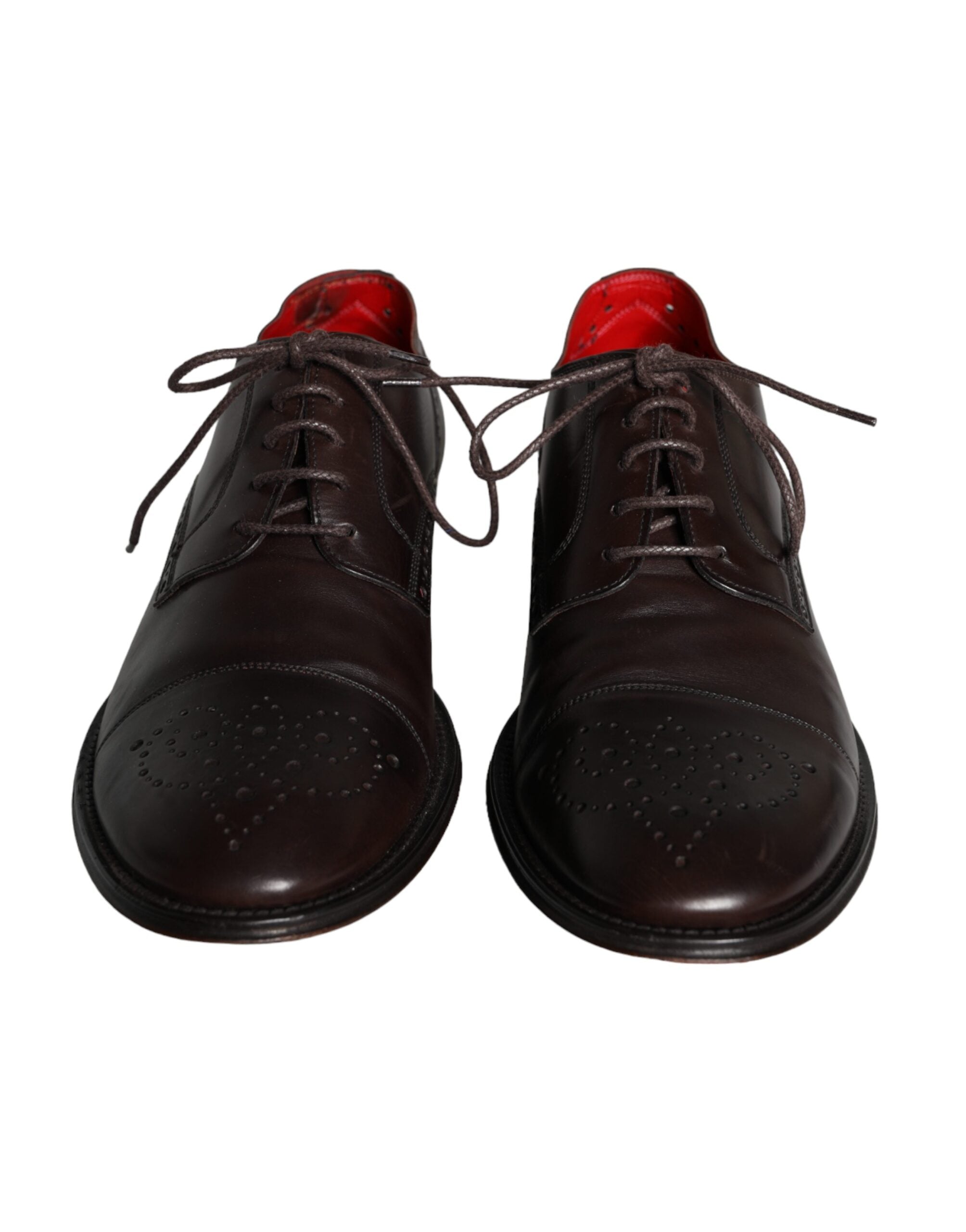 Dolce & Gabbana Brown Calfskin Leather Lace Up Oxford Shoes