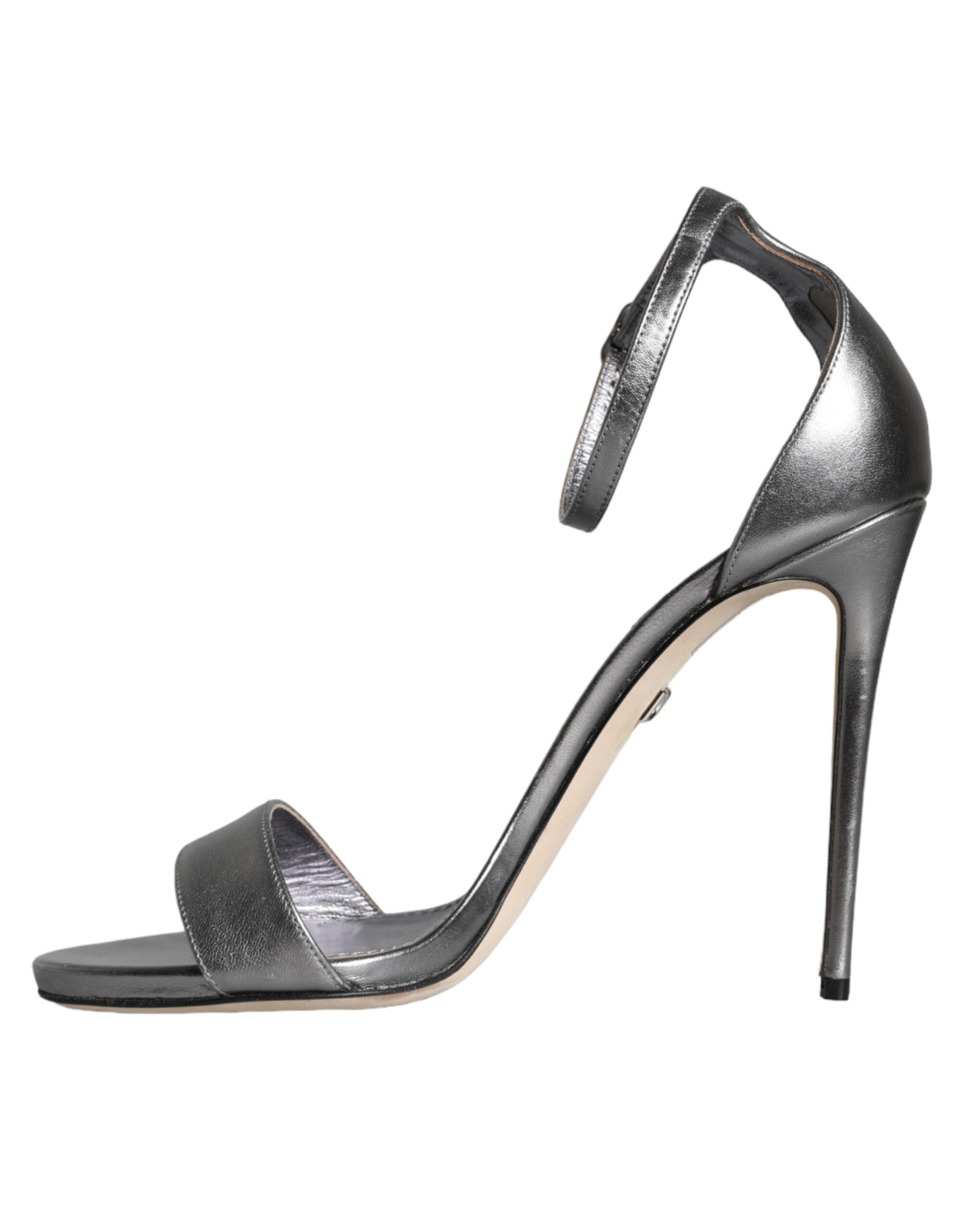 Dolce & Gabbana Silver KEIRA Heels Ankle Strap Sandals Shoes