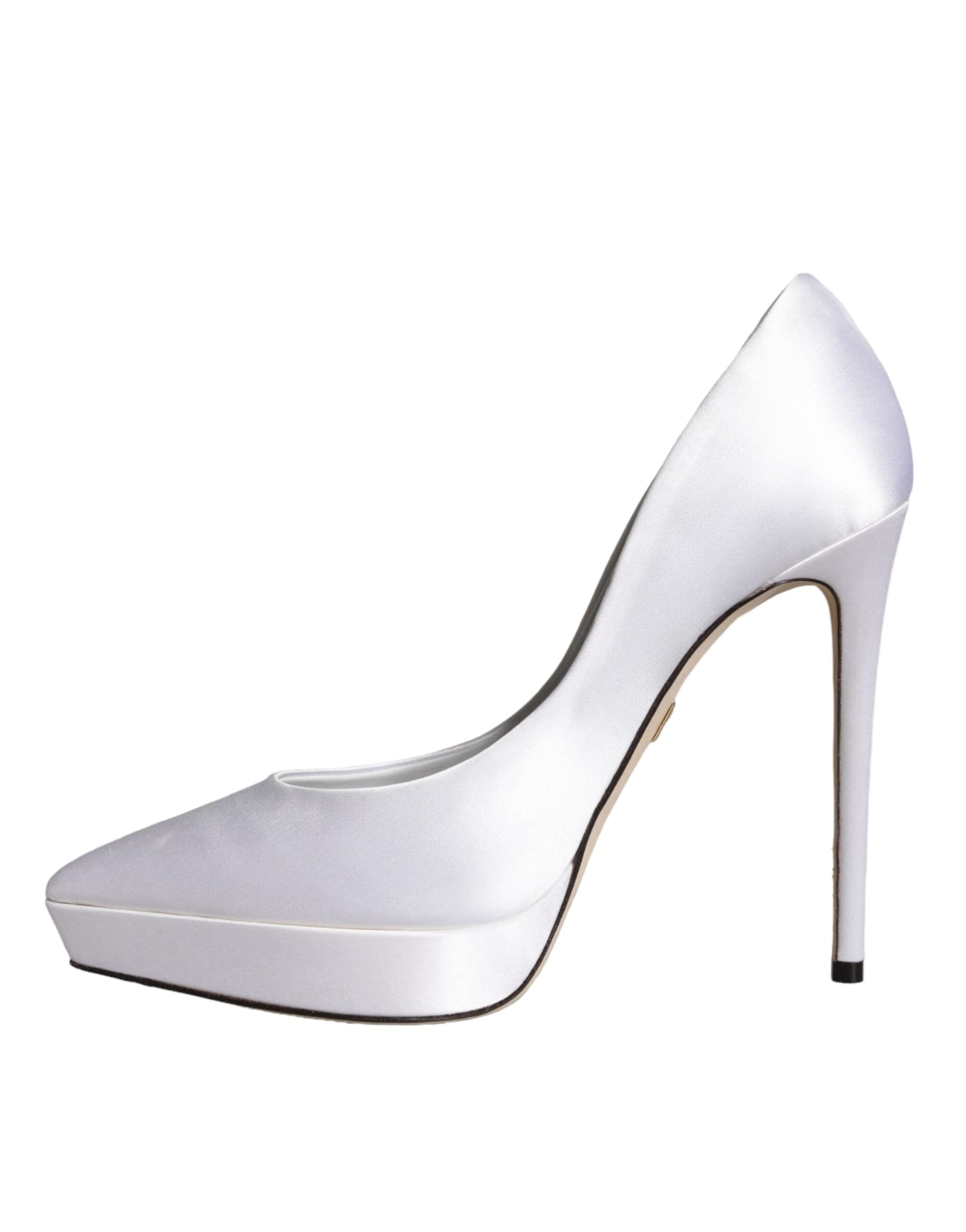 Dolce & Gabbana White Satin Platform High Heels Pumps Shoes