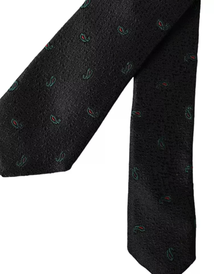 Dolce & Gabbana Black Fantasy 100% Silk Adjustable Men Tie