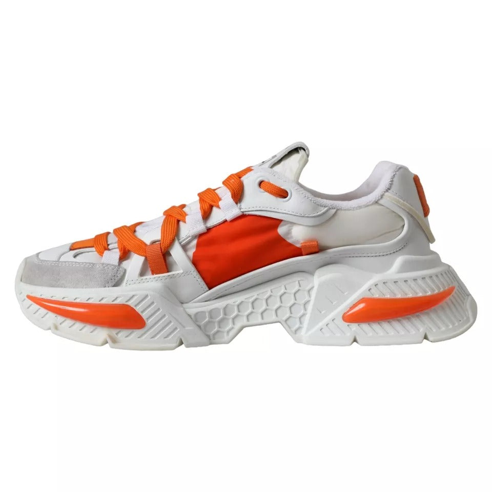 Dolce & Gabbana White Orange Airmaster Low Top Sneakers Shoes