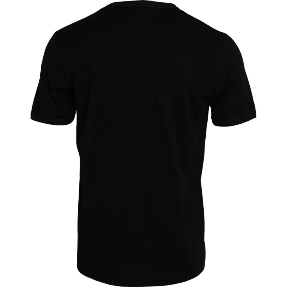 Dolce & Gabbana Black Cotton Round Neck Short Sleeves Men T-shirt