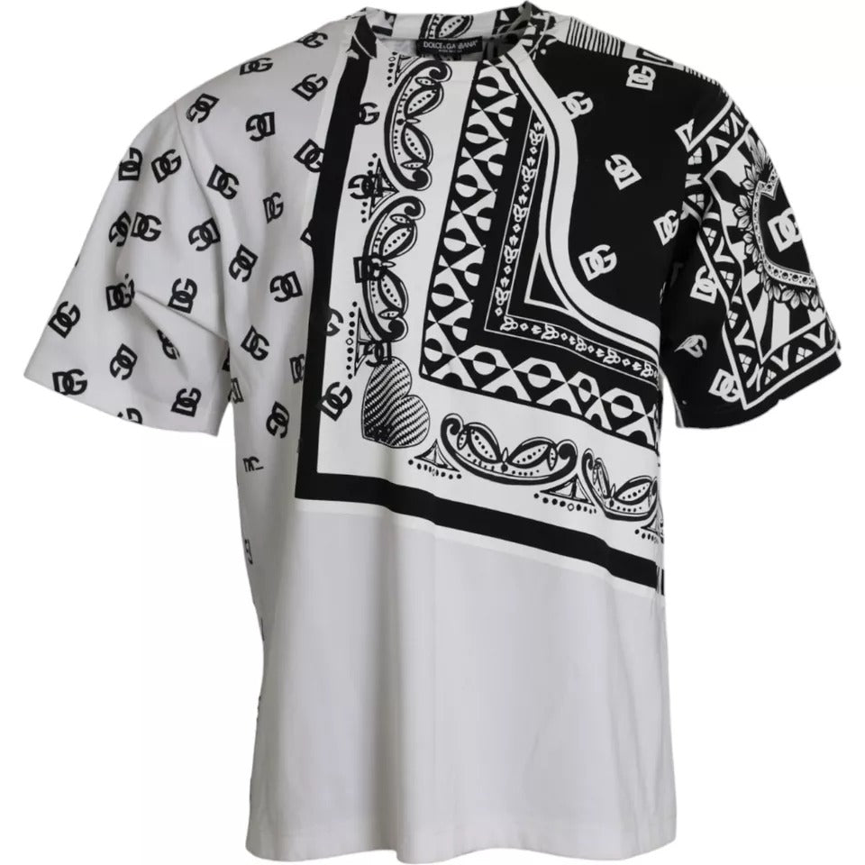 Dolce & Gabbana White Bandana Print Cotton Short Sleeves T-shirt