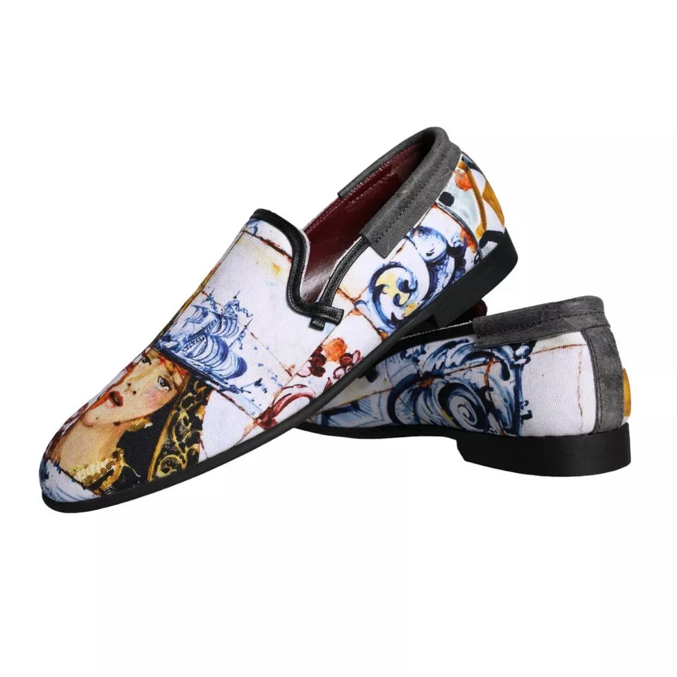 Dolce & Gabbana Multicolor Madonna Majolica Amalfi Men Loafers Shoes