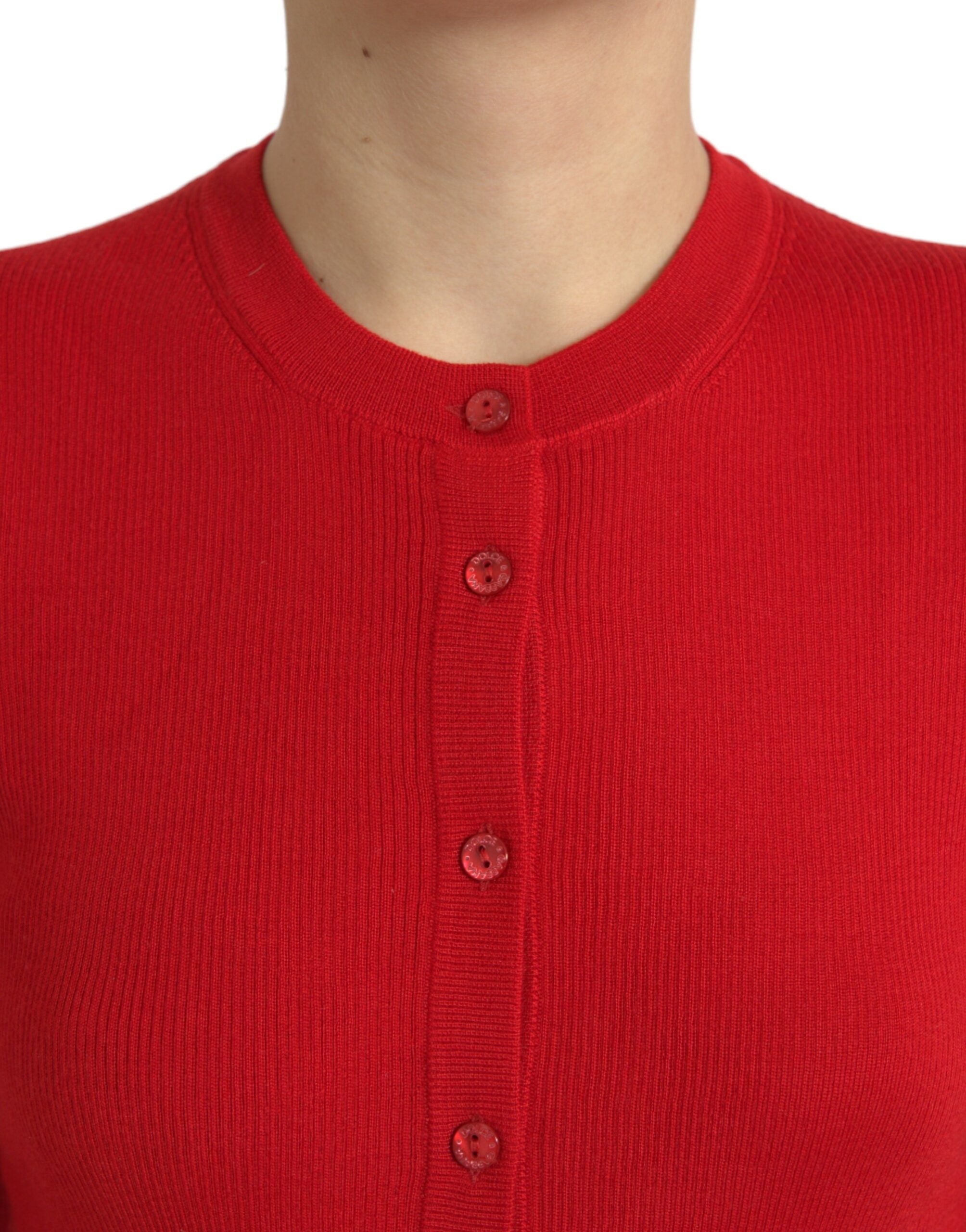 Dolce & Gabbana Elegant Red Cashmere-Silk Cardigan