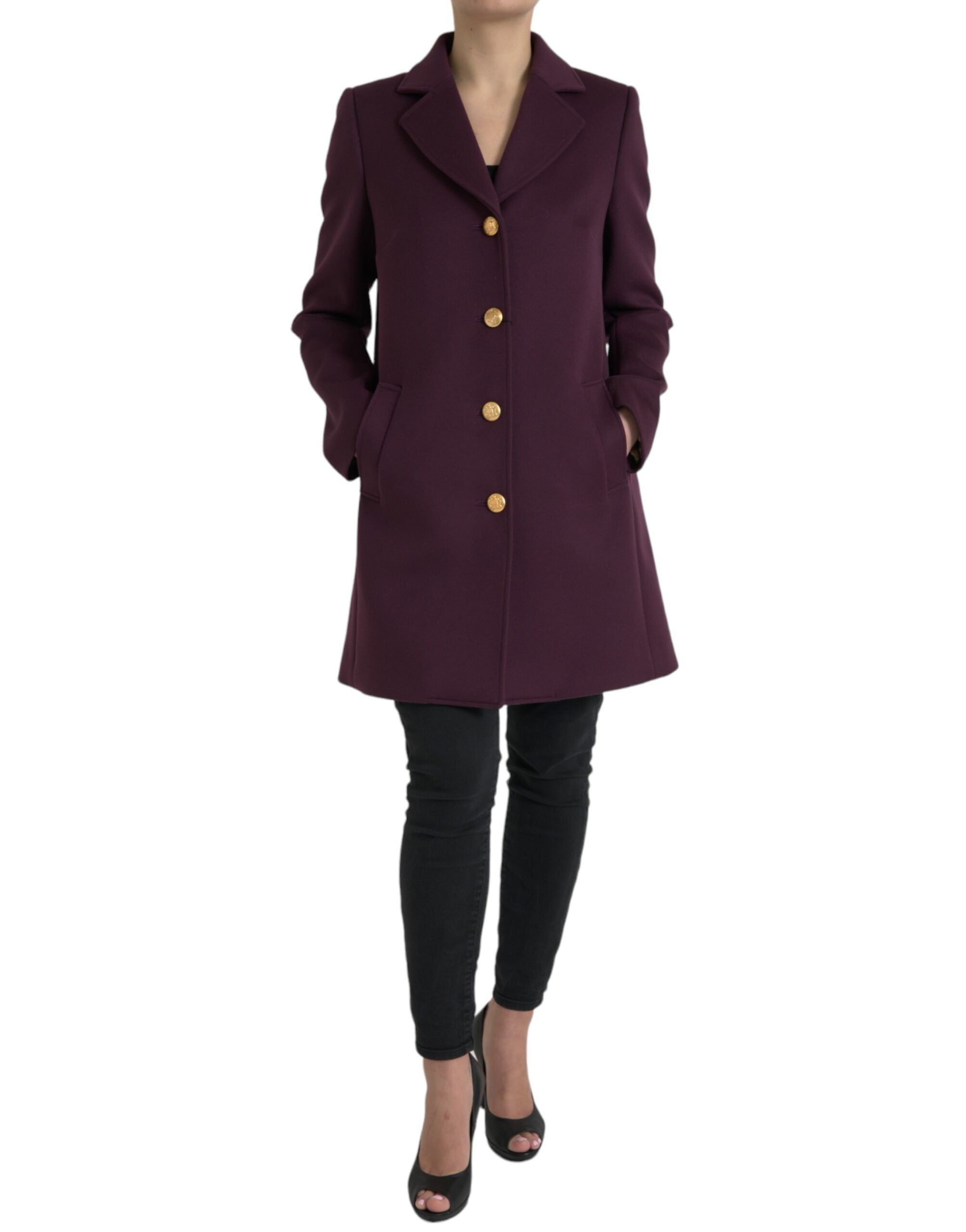 Dolce & Gabbana Elegant Purple Wool-Cashmere Trench Coat