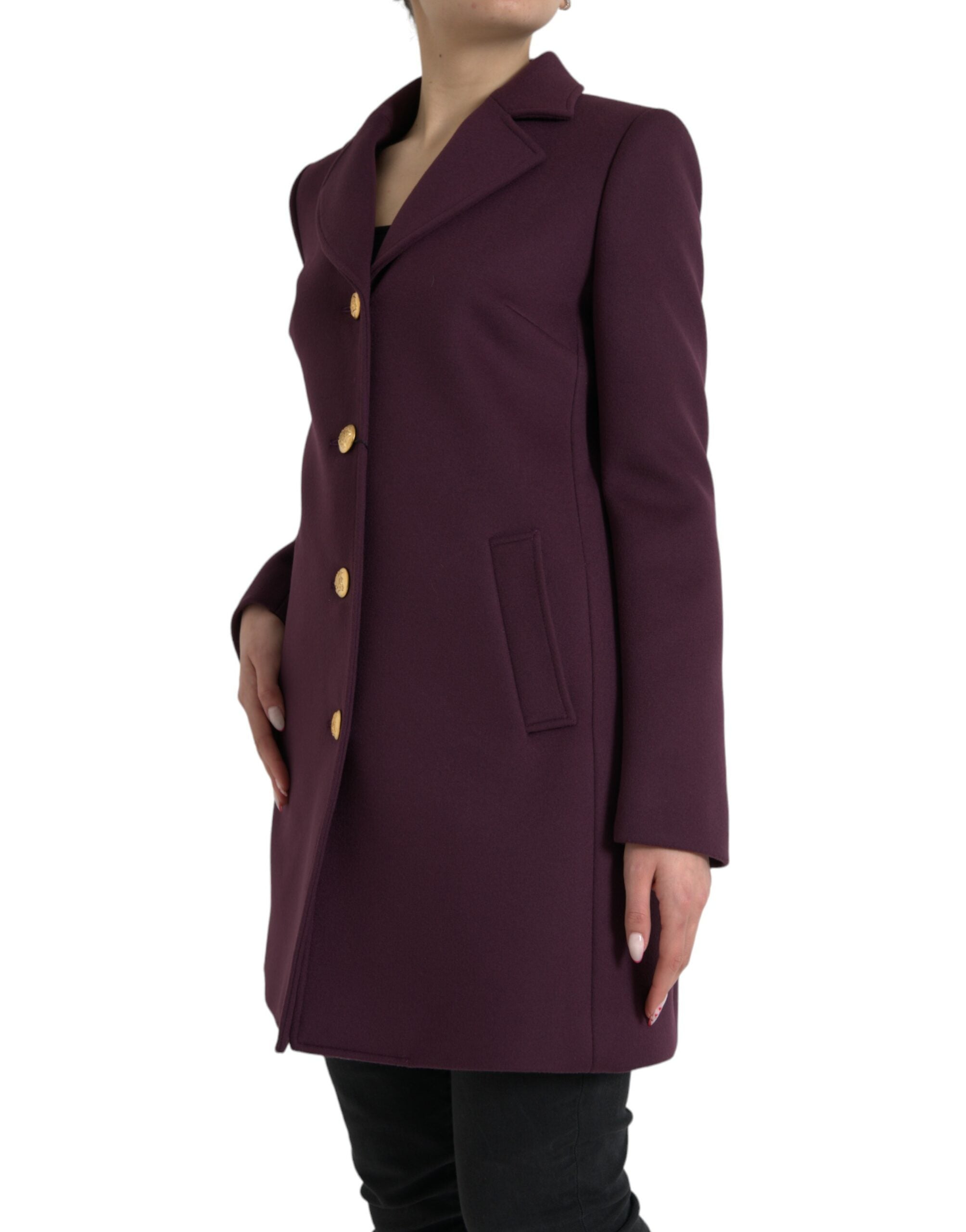 Dolce & Gabbana Elegant Purple Wool-Cashmere Trench Coat